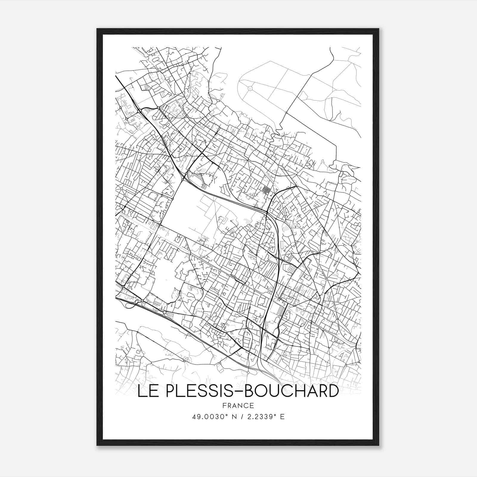 Le Plessis-Bouchard France Map Poster, Modern Home Decor Wall Art Print