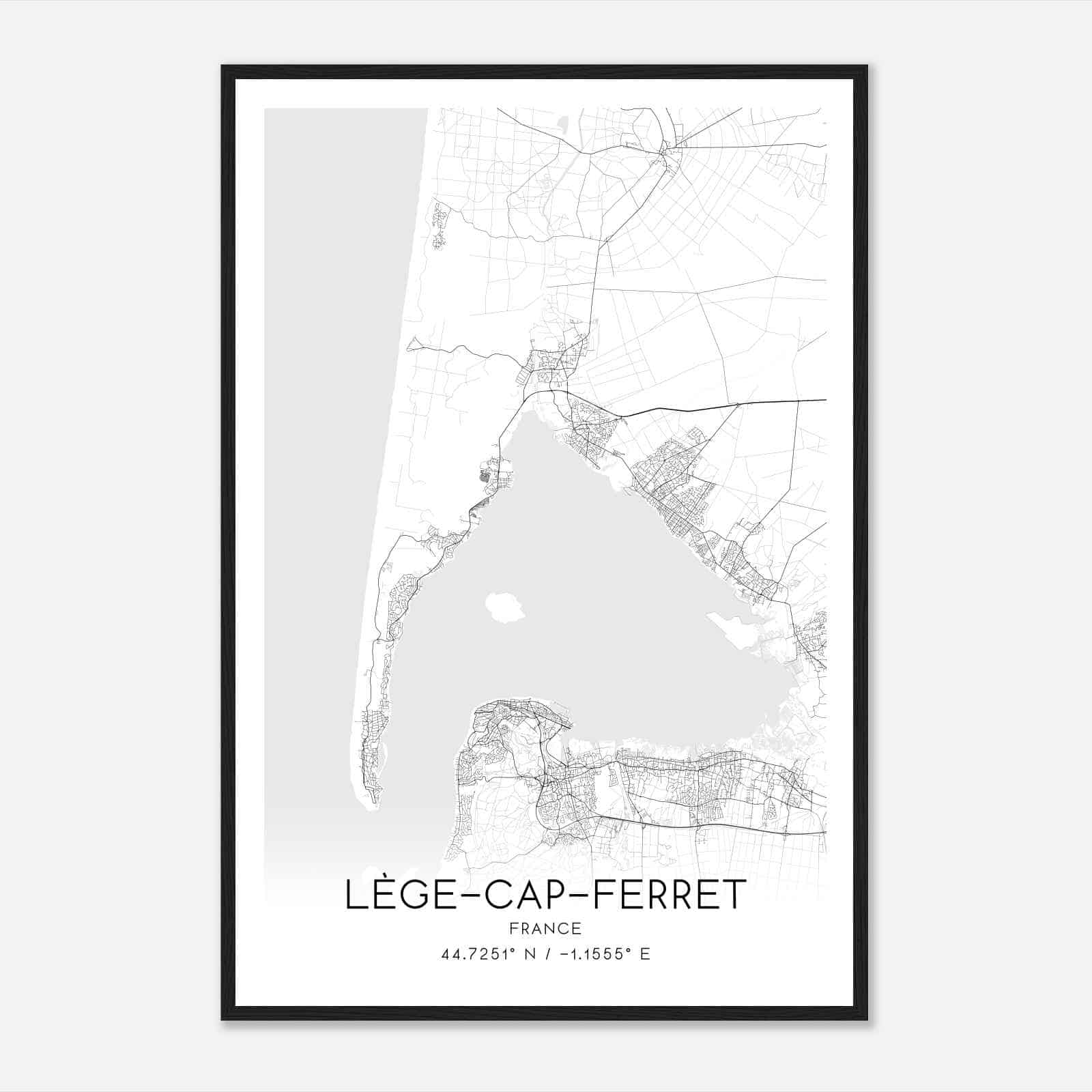 Lege-Cap-Ferret France Map Poster, Modern Home Decor Wall Art Print
