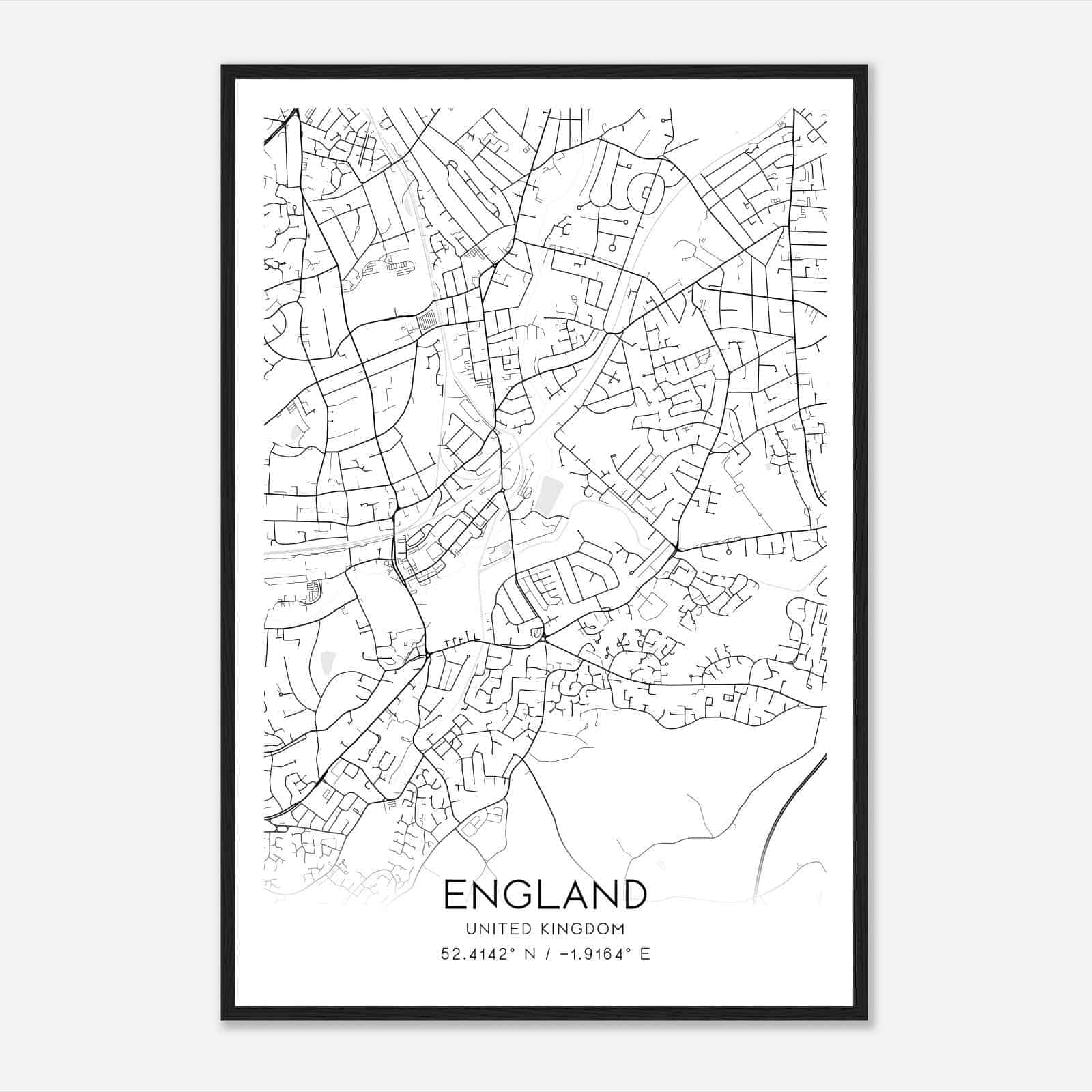 Kings Norton United Kingdom Map Poster, Modern Home Decor Wall Art Print