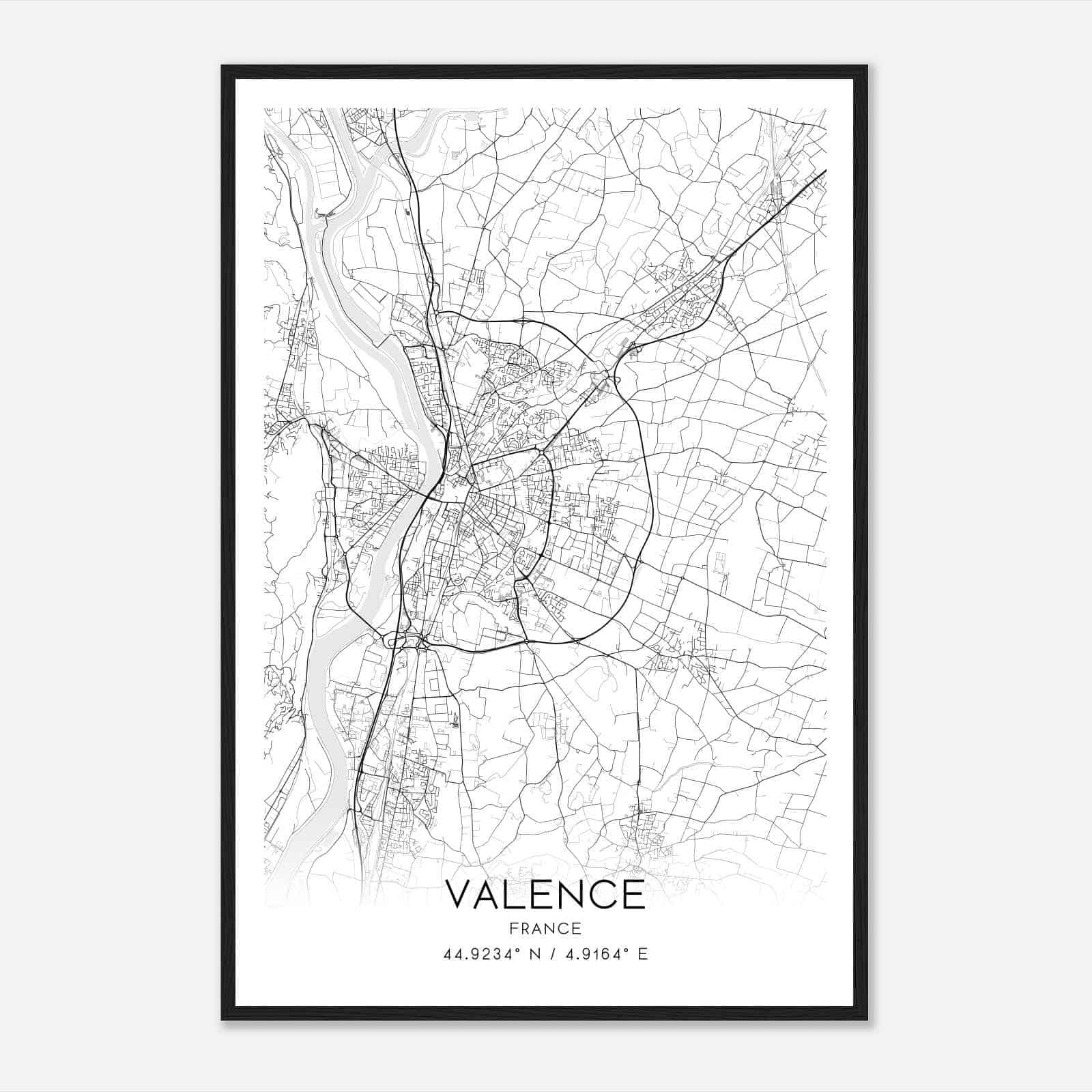 Valence France Map Poster, Modern Home Decor Wall Art Print Custom
