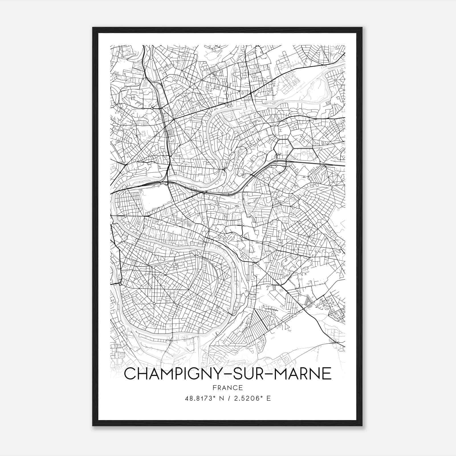 Champigny-sur-Marne France Map Poster, Modern Home Decor Wall Art Print Champigny-sur-Marne France Map Poster, Modern Home Decor Wall Art Print
