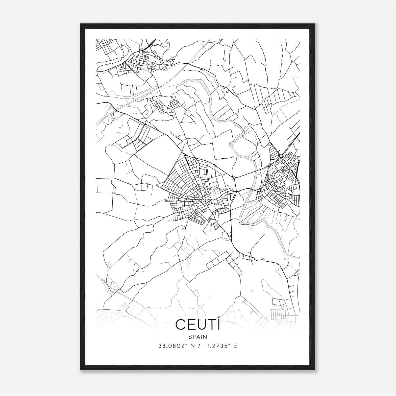 Ceuti Spain Map Poster, Modern Home Decor Wall Art Print