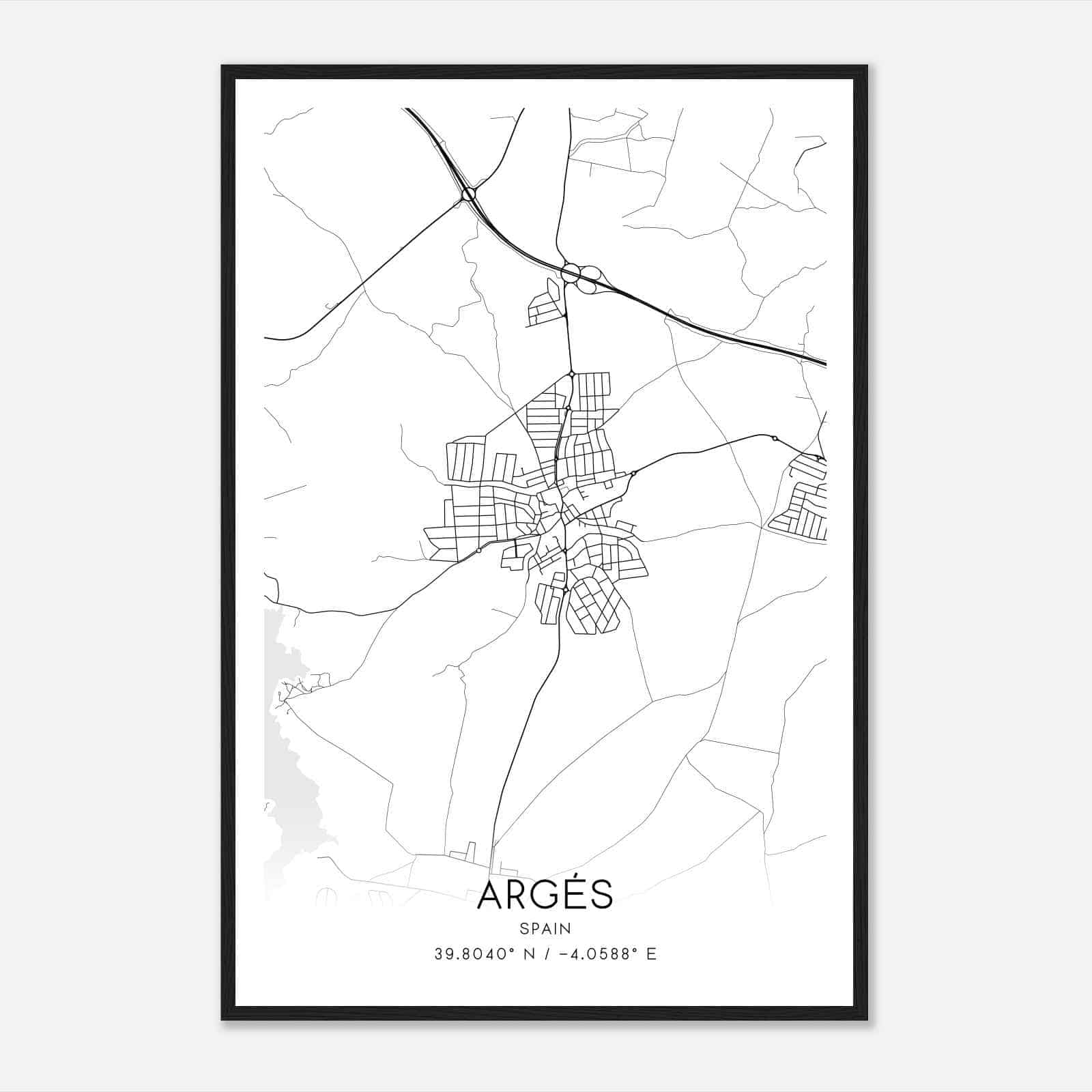 Arges Spain Map Poster, Modern Home Decor Wall Art Print