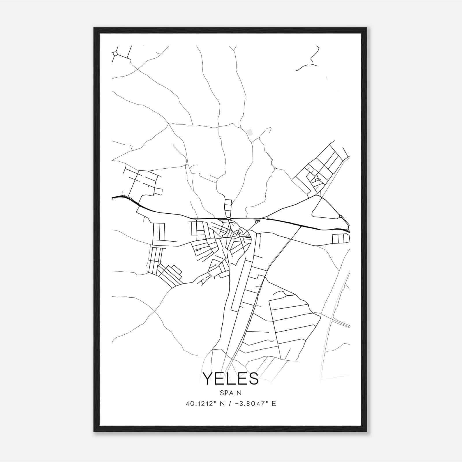 Yeles Spain Map Poster, Modern Home Decor Wall Art Print