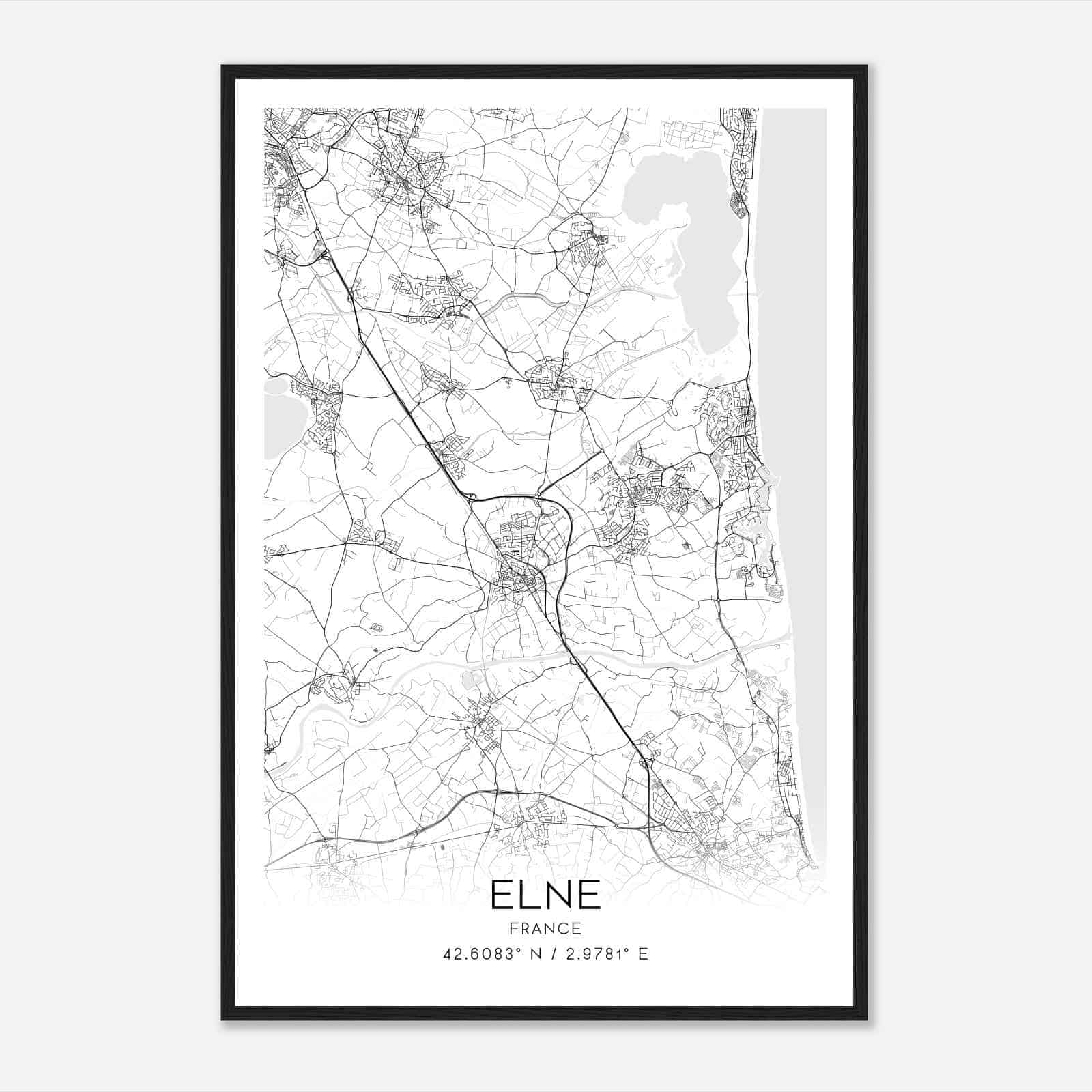 Elne France Map Poster, Modern Home Decor Wall Art Print