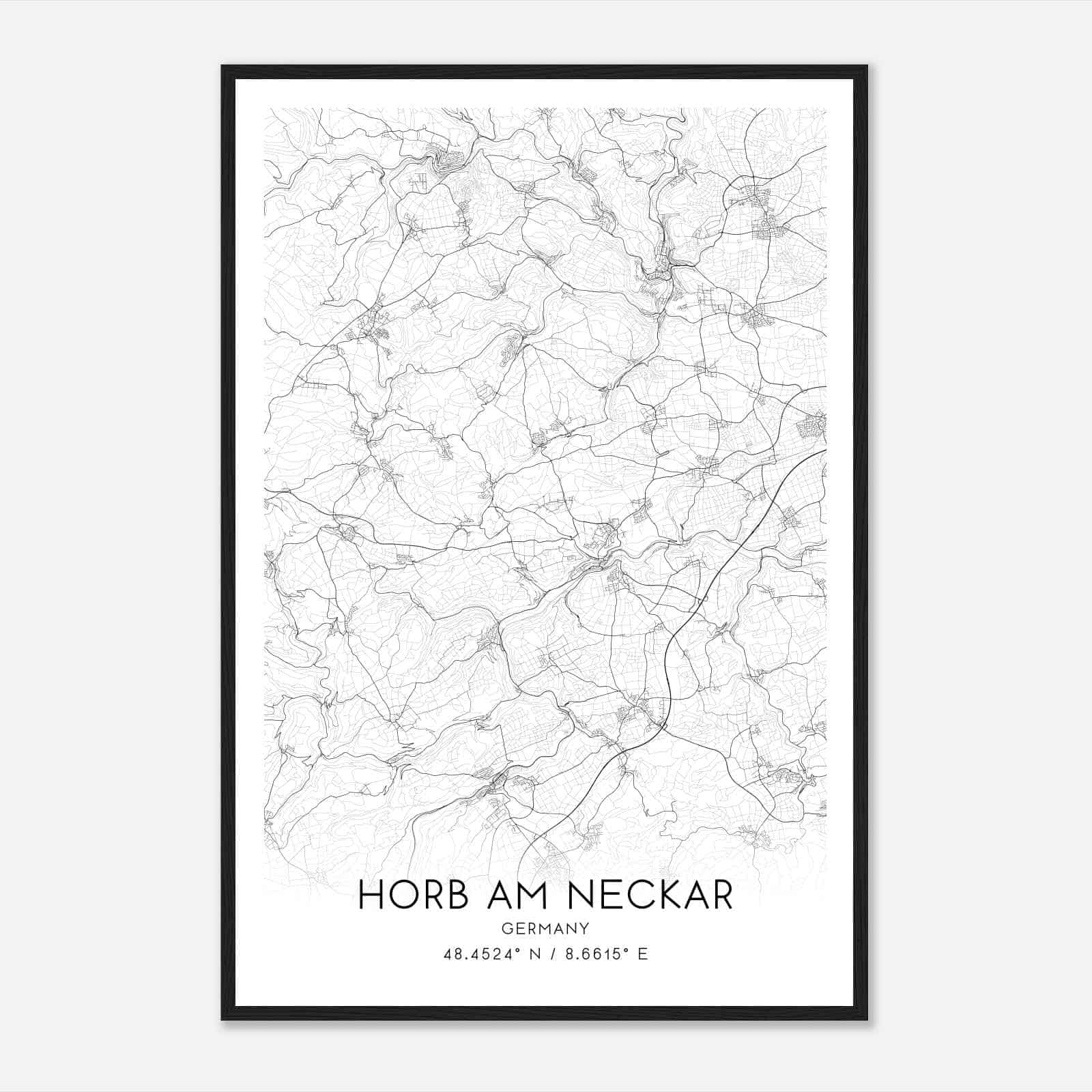 Horb am Neckar Germany Map Poster, Modern Home Decor Wall Art Print