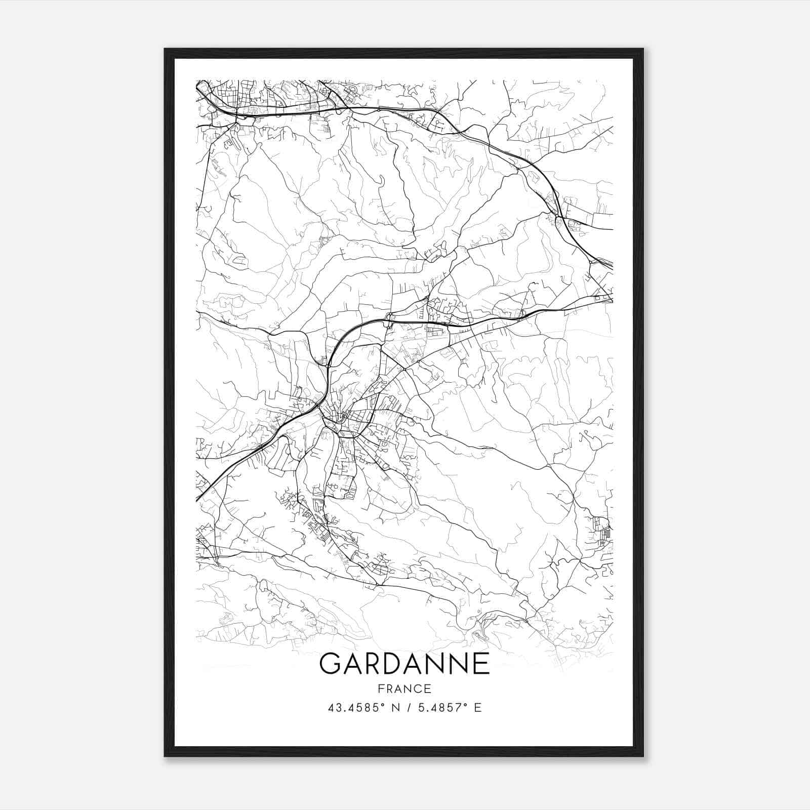 Gardanne France Map Poster, Modern Home Decor Wall Art Print