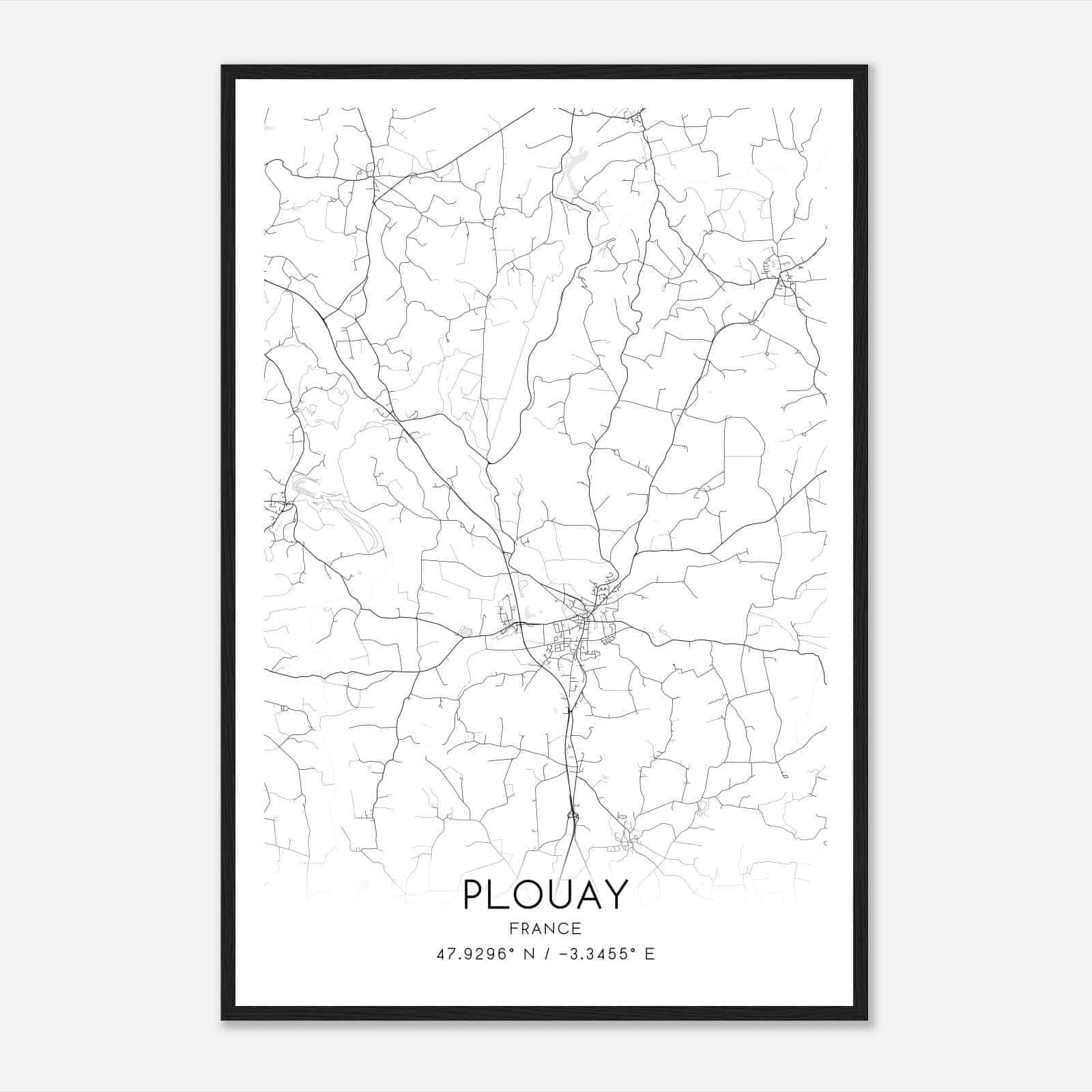 Plouay France Map Poster, Modern Home Decor Wall Art Print