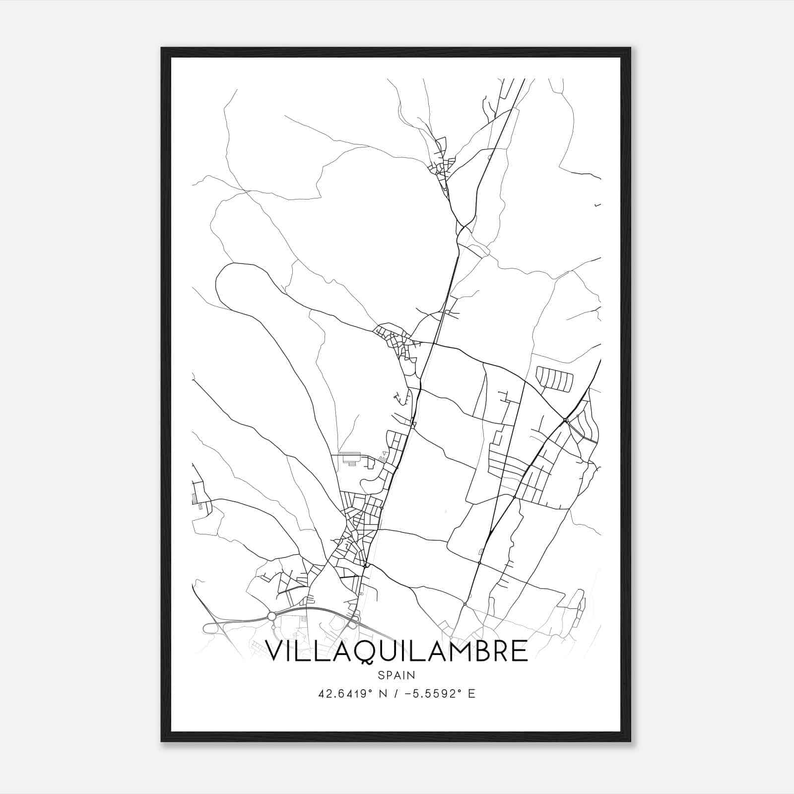 Villaquilambre Spain Map Poster, Modern Home Decor Wall Art Print