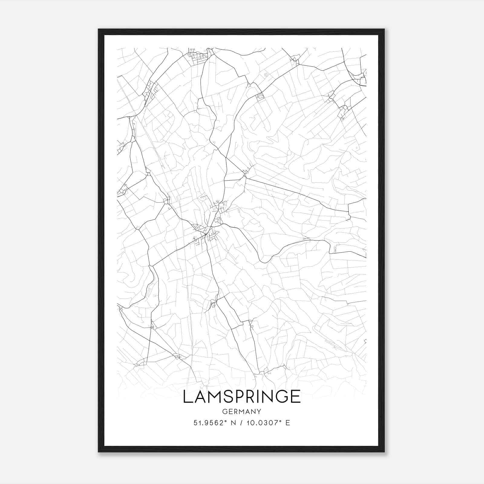 Lamspringe Germany Map Poster, Modern Home Decor Wall Art Print