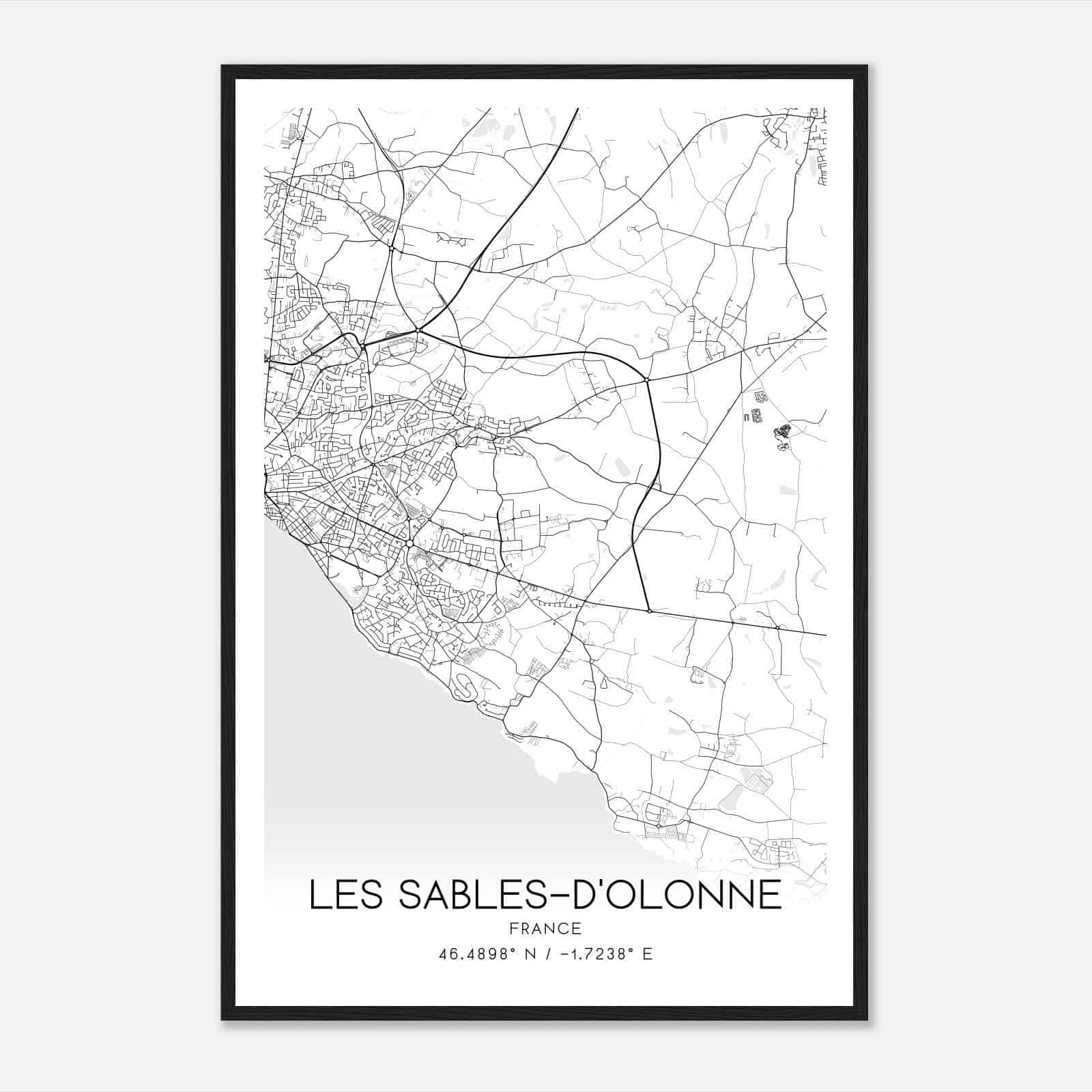Chateau-d’Olonne France Map Poster, Modern Home Decor Wall Art Print
