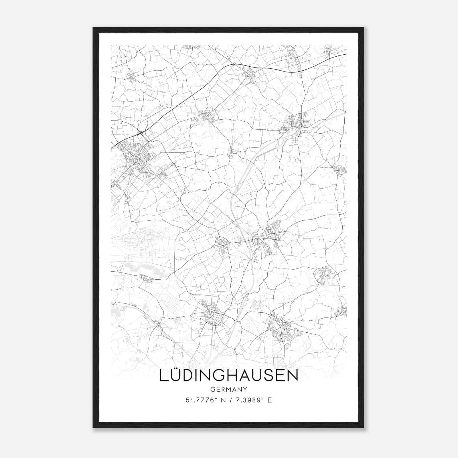 Ludinghausen Germany Map Poster, Modern Home Decor Wall Art Print