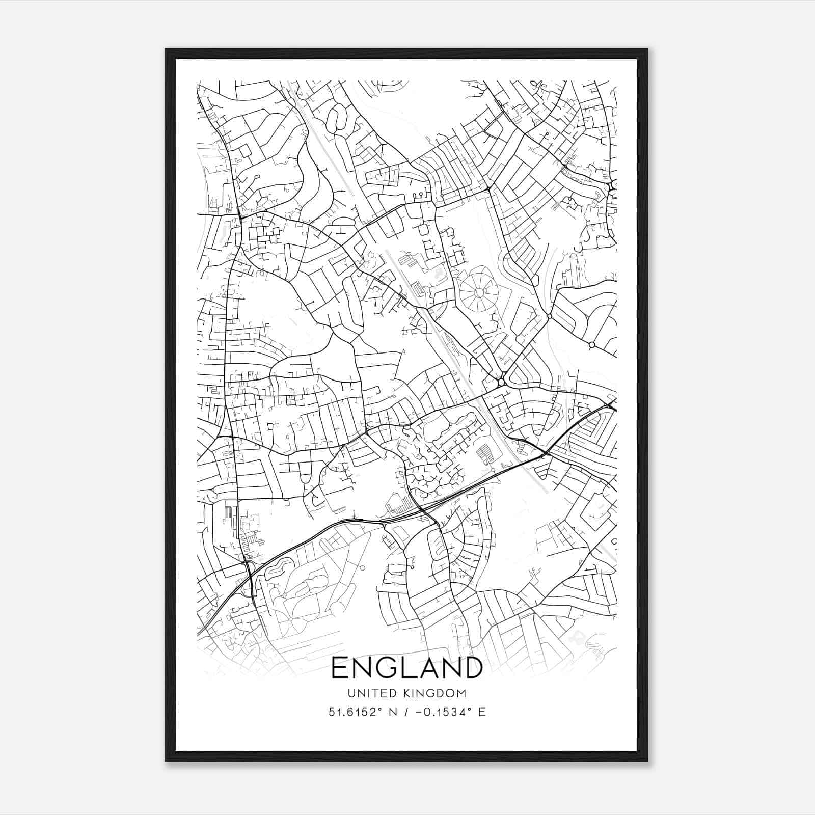 Friern Barnet United Kingdom Map Poster, Modern Home Decor Wall Art Print