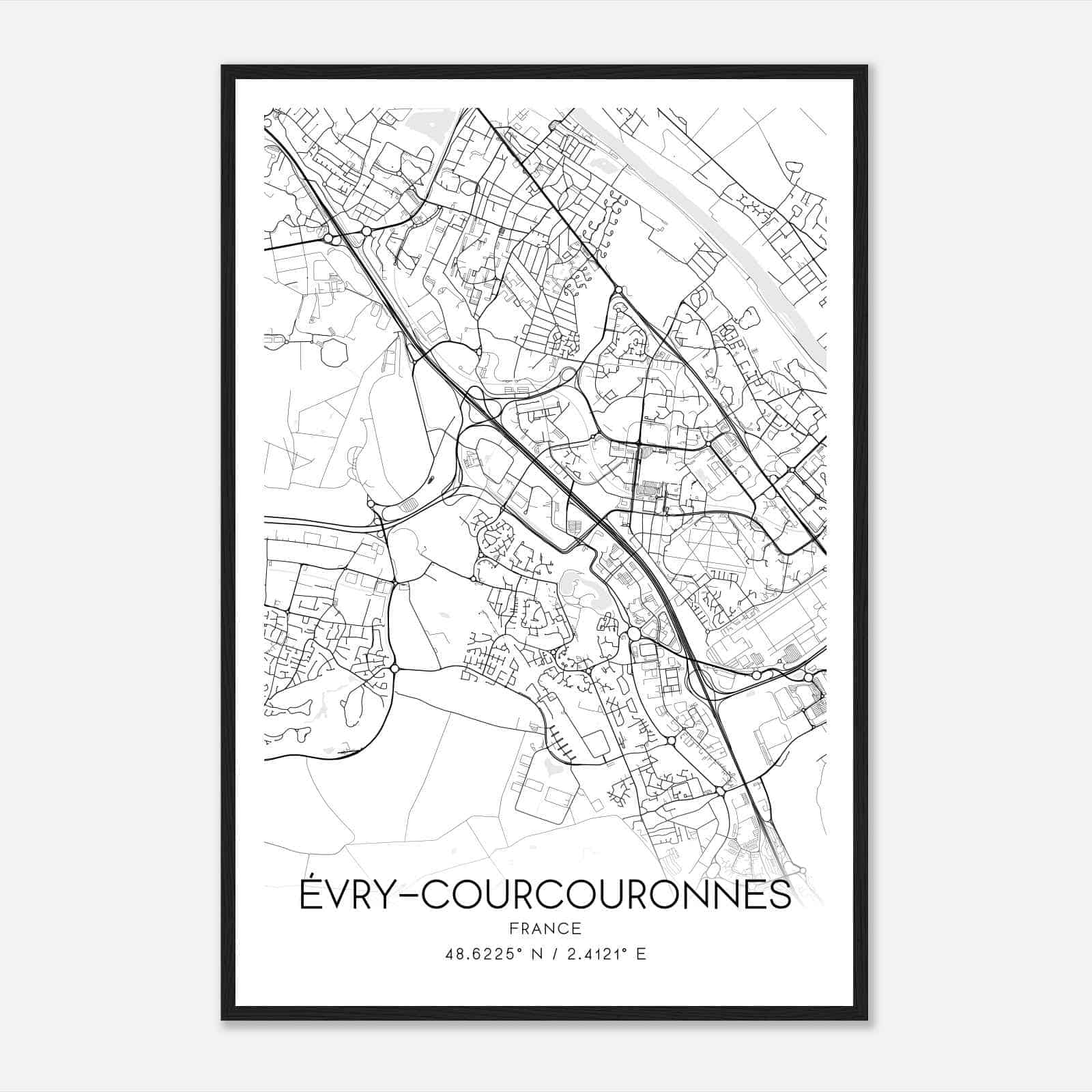 Courcouronnes France Map Poster, Modern Home Decor Wall Art Print