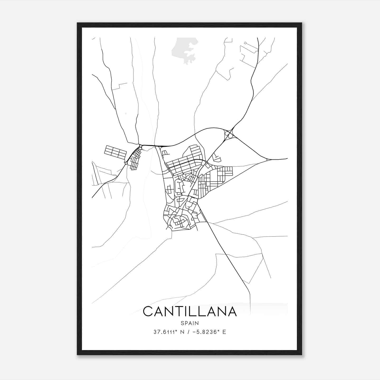 Cantillana Spain Map Poster, Modern Home Decor Wall Art Print