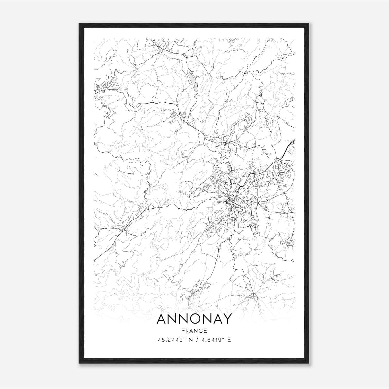 Annonay France Map Poster, Modern Home Decor Wall Art Print