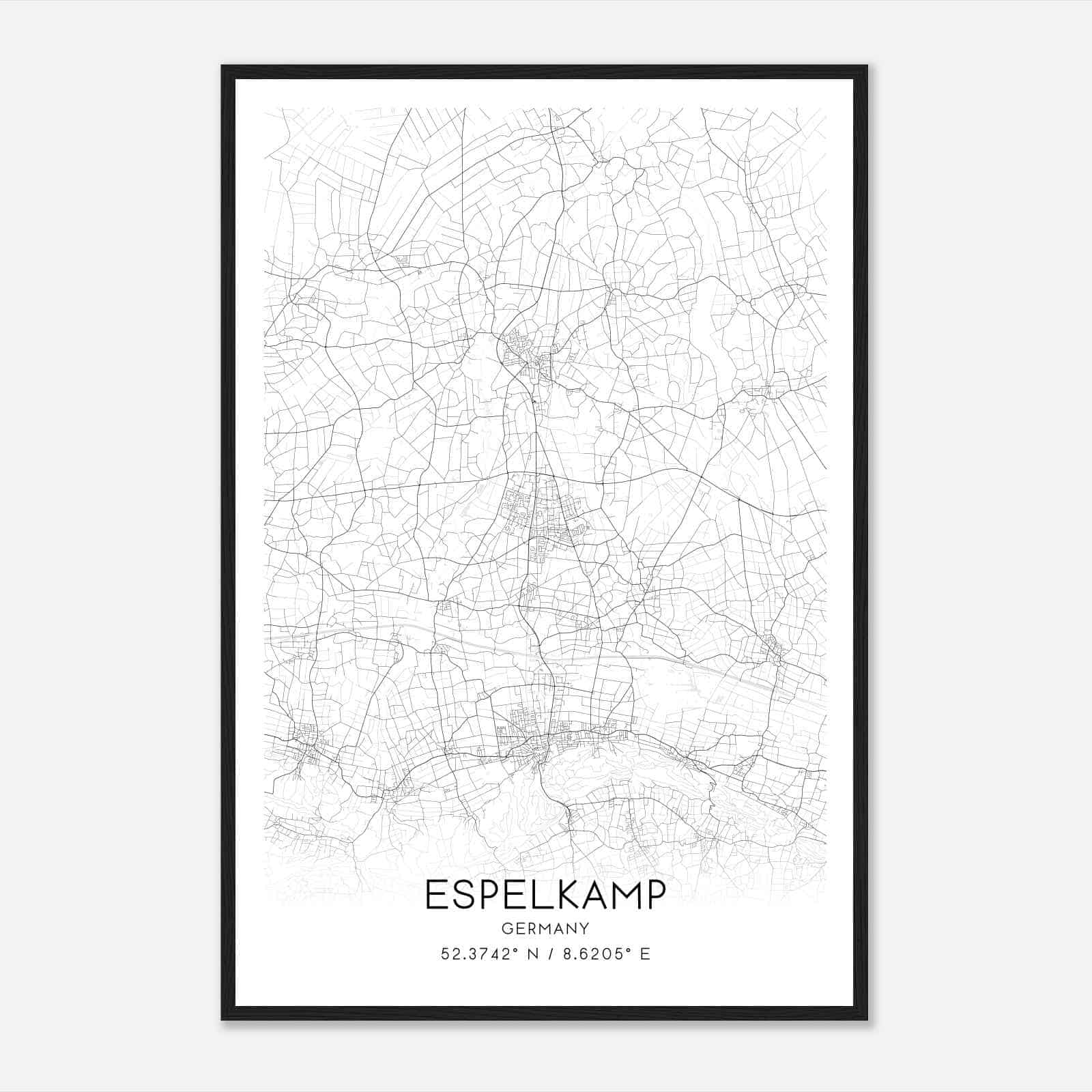Espelkamp Germany Map Poster, Modern Home Decor Wall Art Print