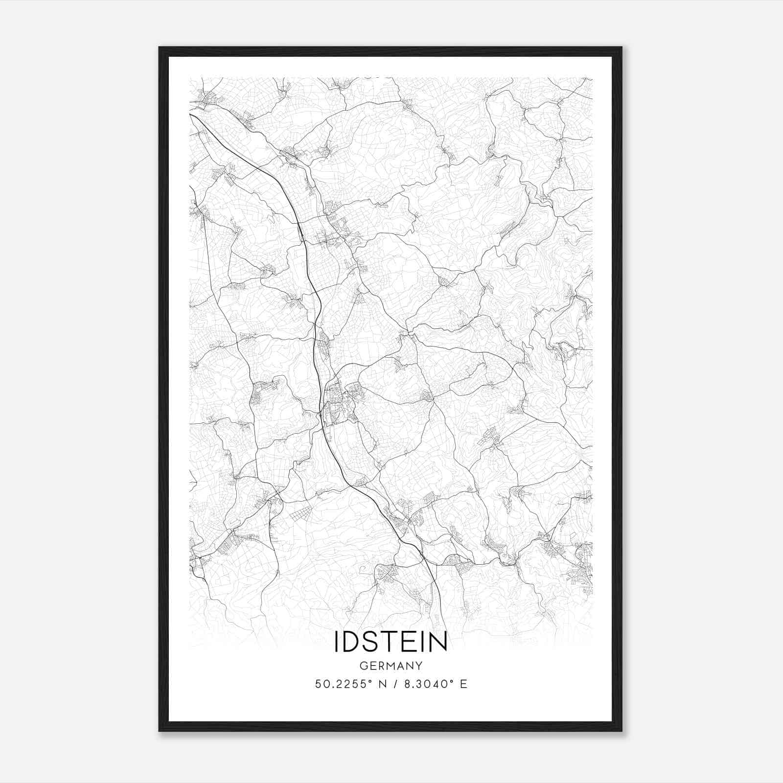 Idstein Germany Map Poster, Modern Home Decor Wall Art Print