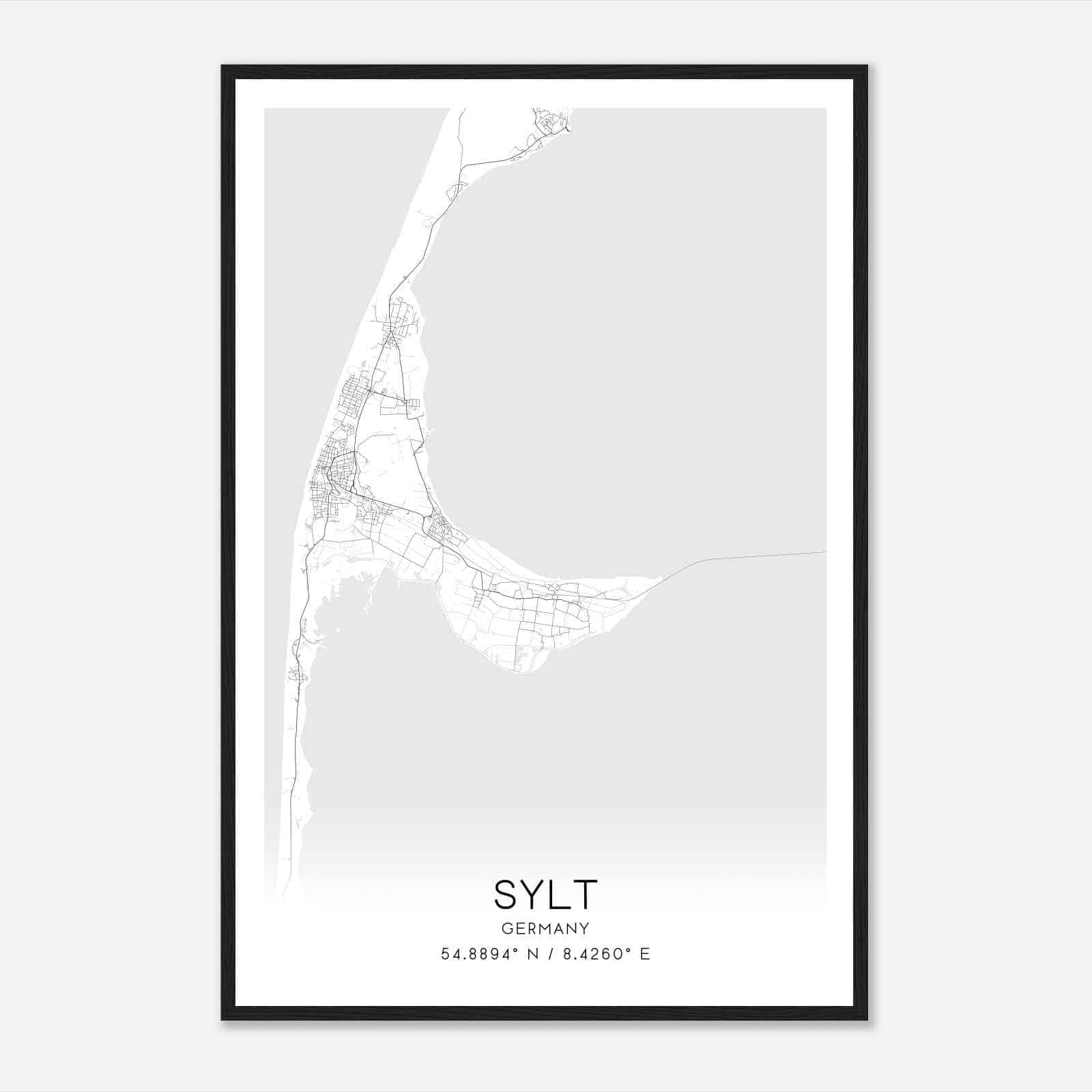 Westerland Germany Map Poster, Modern Home Decor Wall Art Print