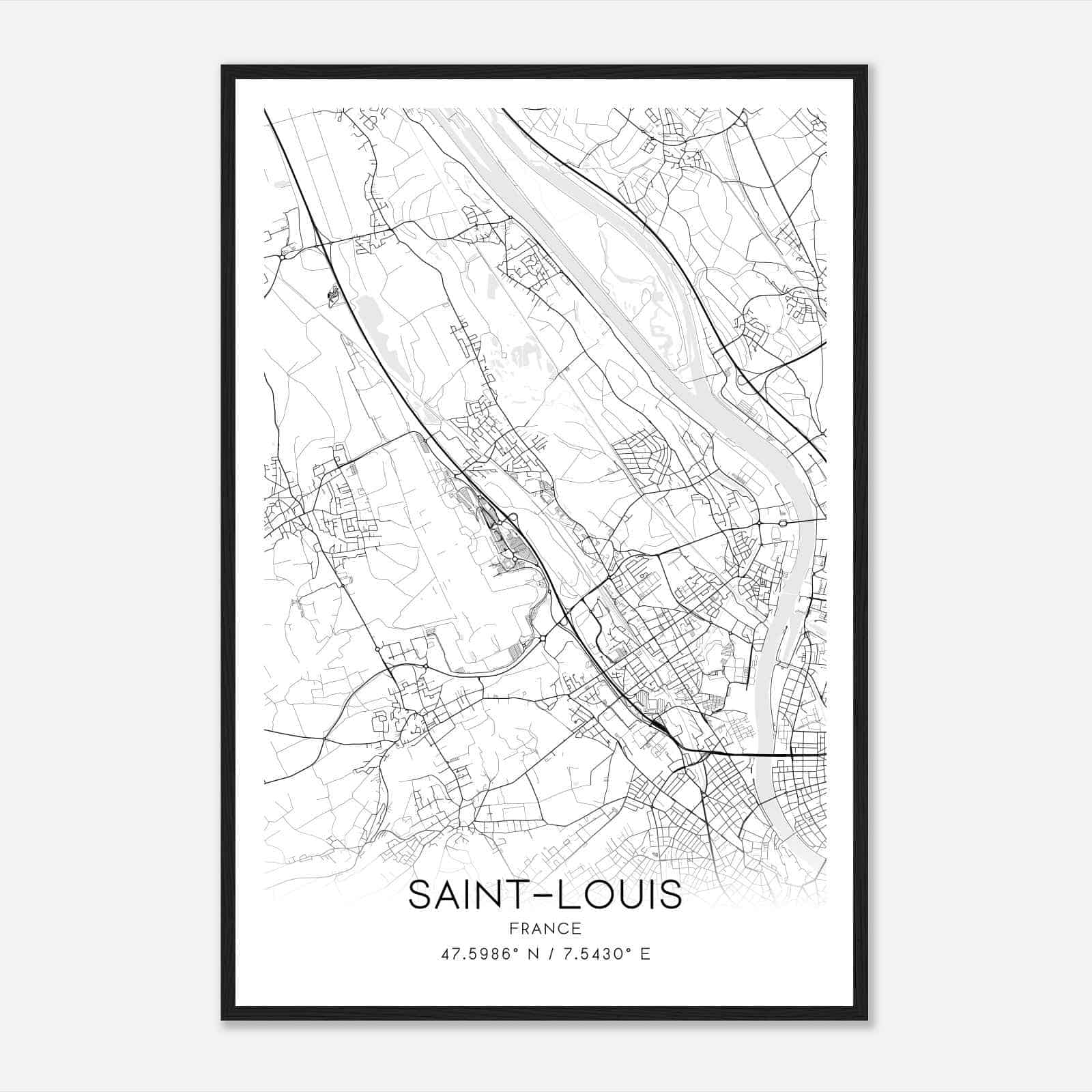 Saint-Louis France Map Poster, Modern Home Decor Wall Art Print