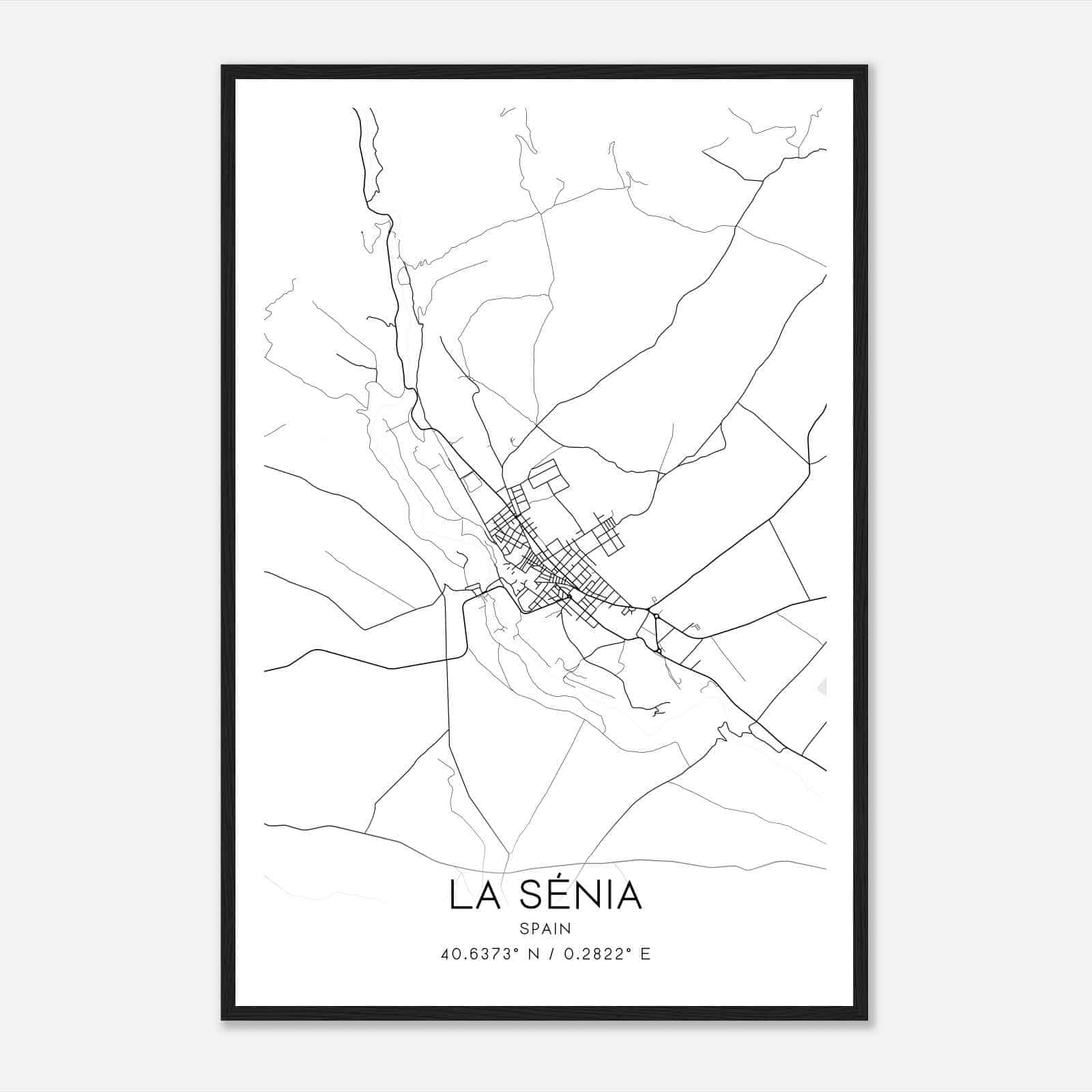 La Cenia Spain Map Poster, Modern Home Decor Wall Art Print