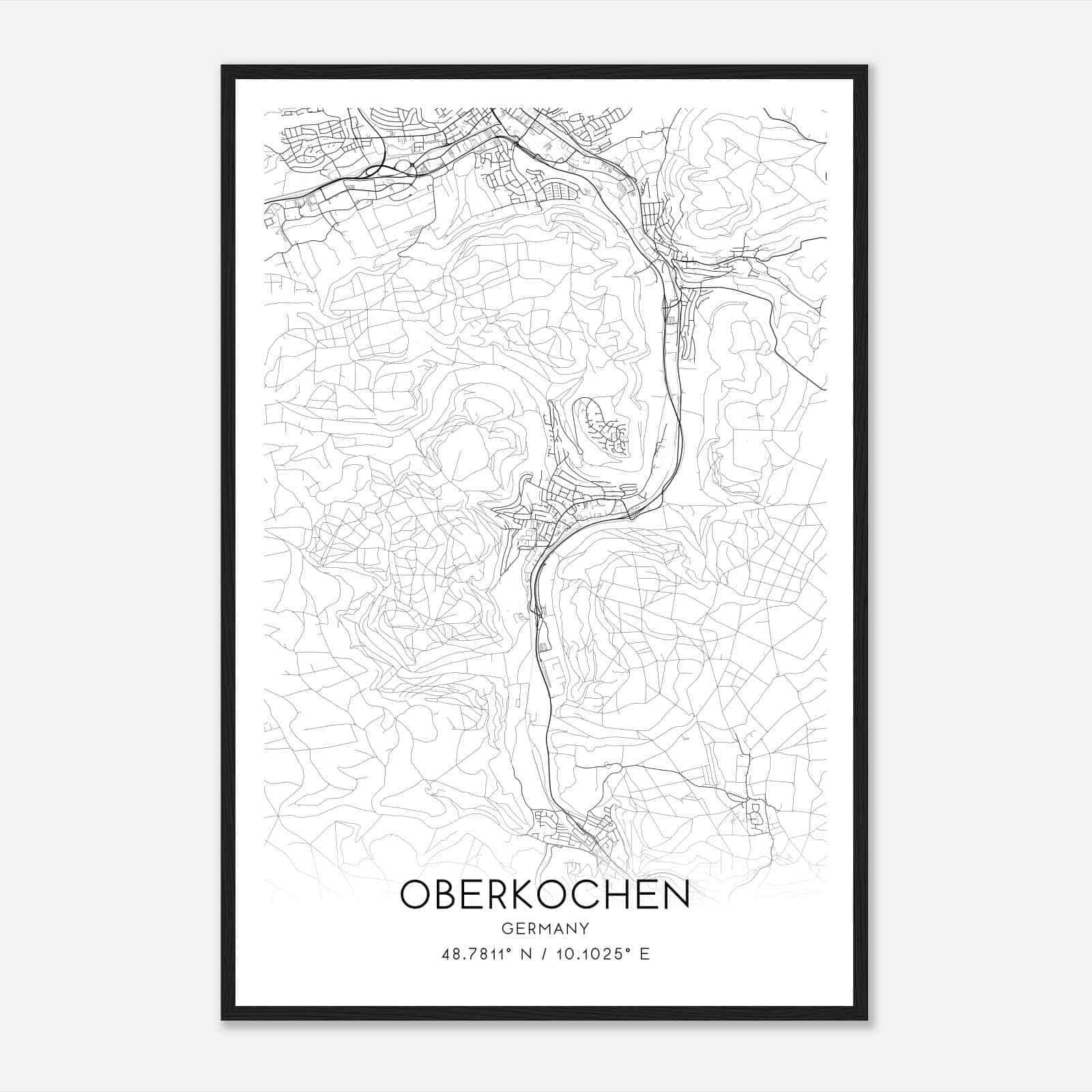 Oberkochen Germany Map Poster, Modern Home Decor Wall Art Print