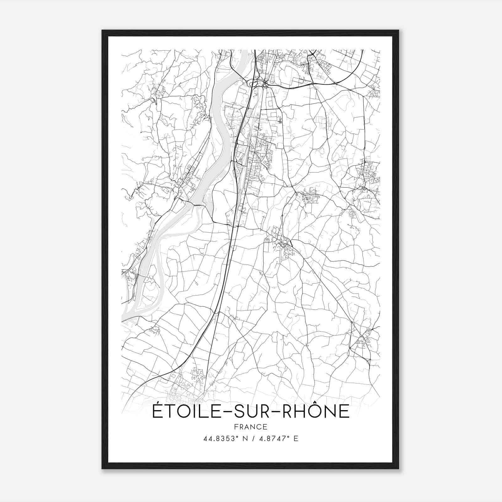 Etoile-sur-Rhone France Map Poster, Modern Home Decor Wall Art Print