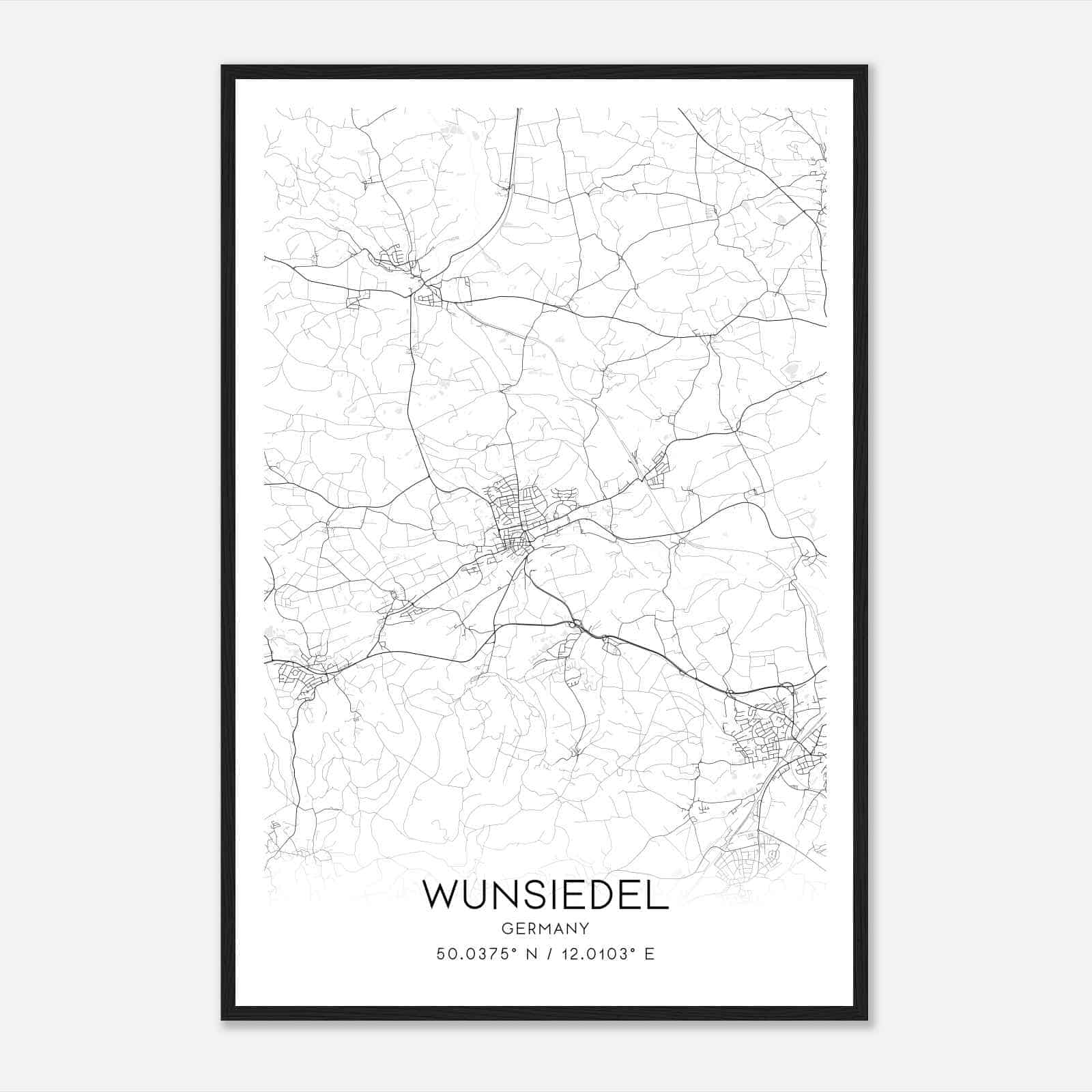 Wunsiedel Germany Map Poster, Modern Home Decor Wall Art Print
