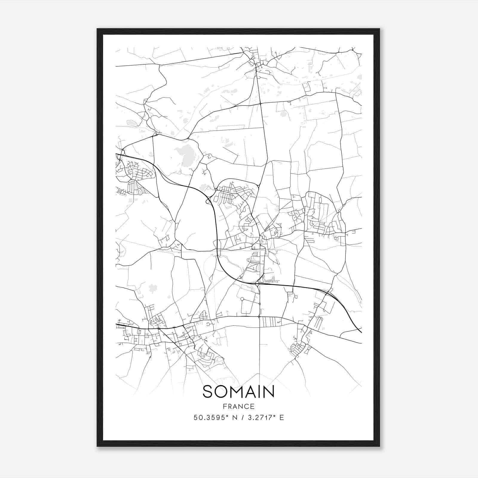 Somain France Map Poster, Modern Home Decor Wall Art Print