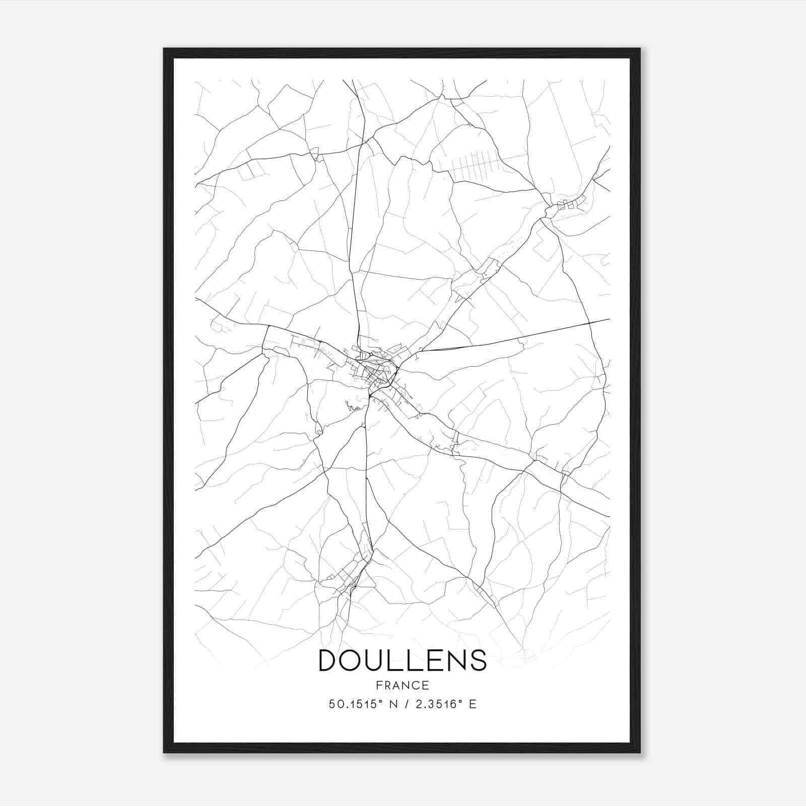 Doullens France Map Poster, Modern Home Decor Wall Art Print