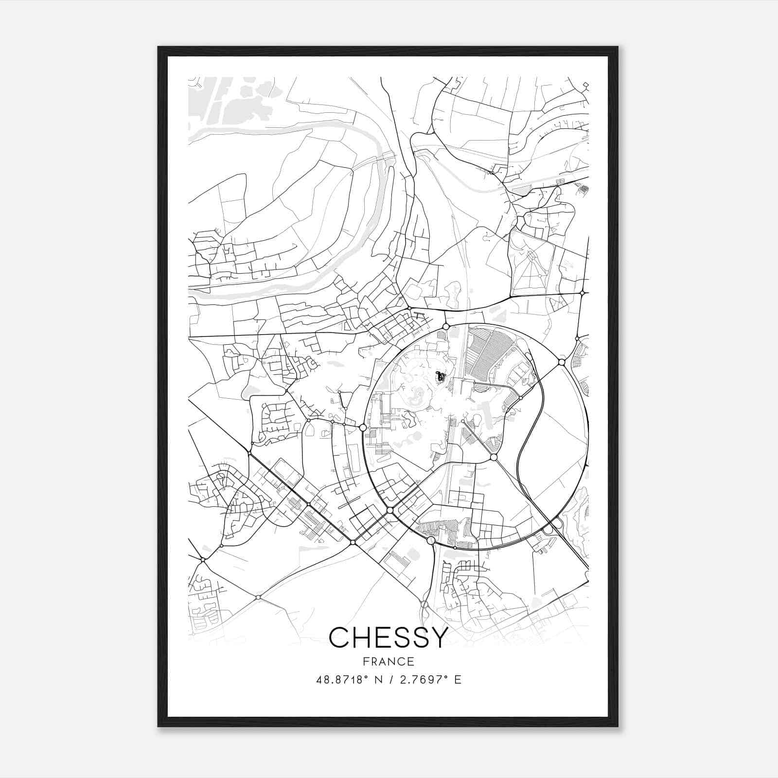 Chessy France Map Poster, Modern Home Decor Wall Art Print Chessy France Map Poster, Modern Home Decor Wall Art Print
