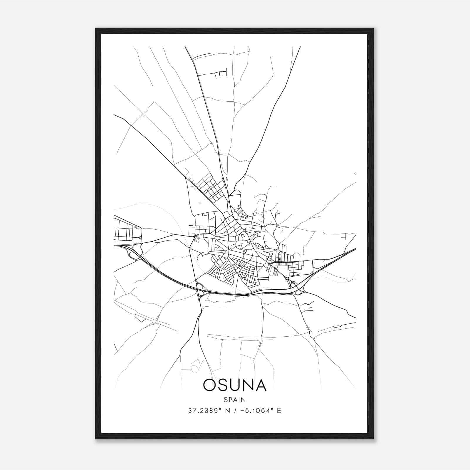 Osuna Spain Map Poster, Modern Home Decor Wall Art Print