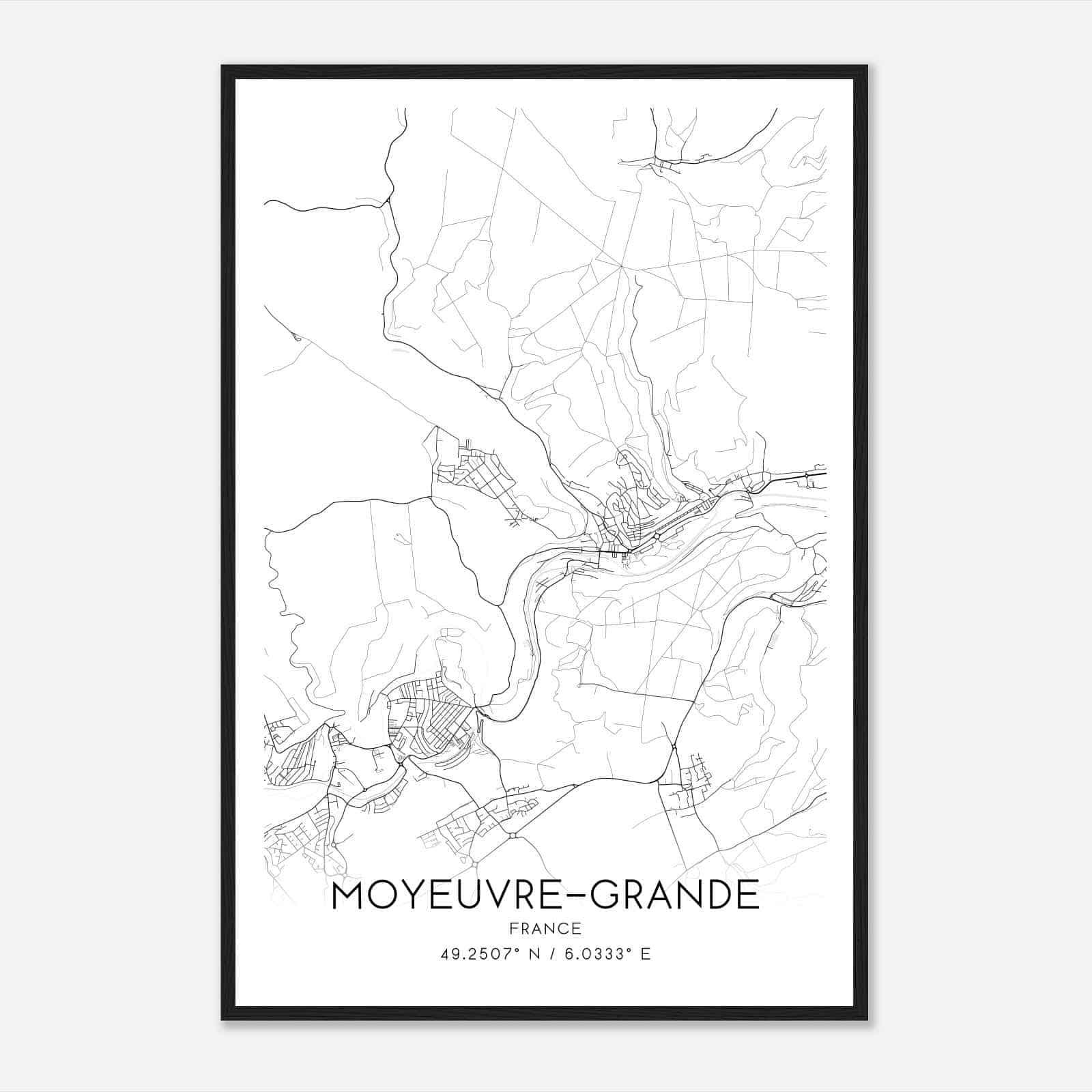 Moyeuvre-Grande France Map Poster, Modern Home Decor Wall Art Print