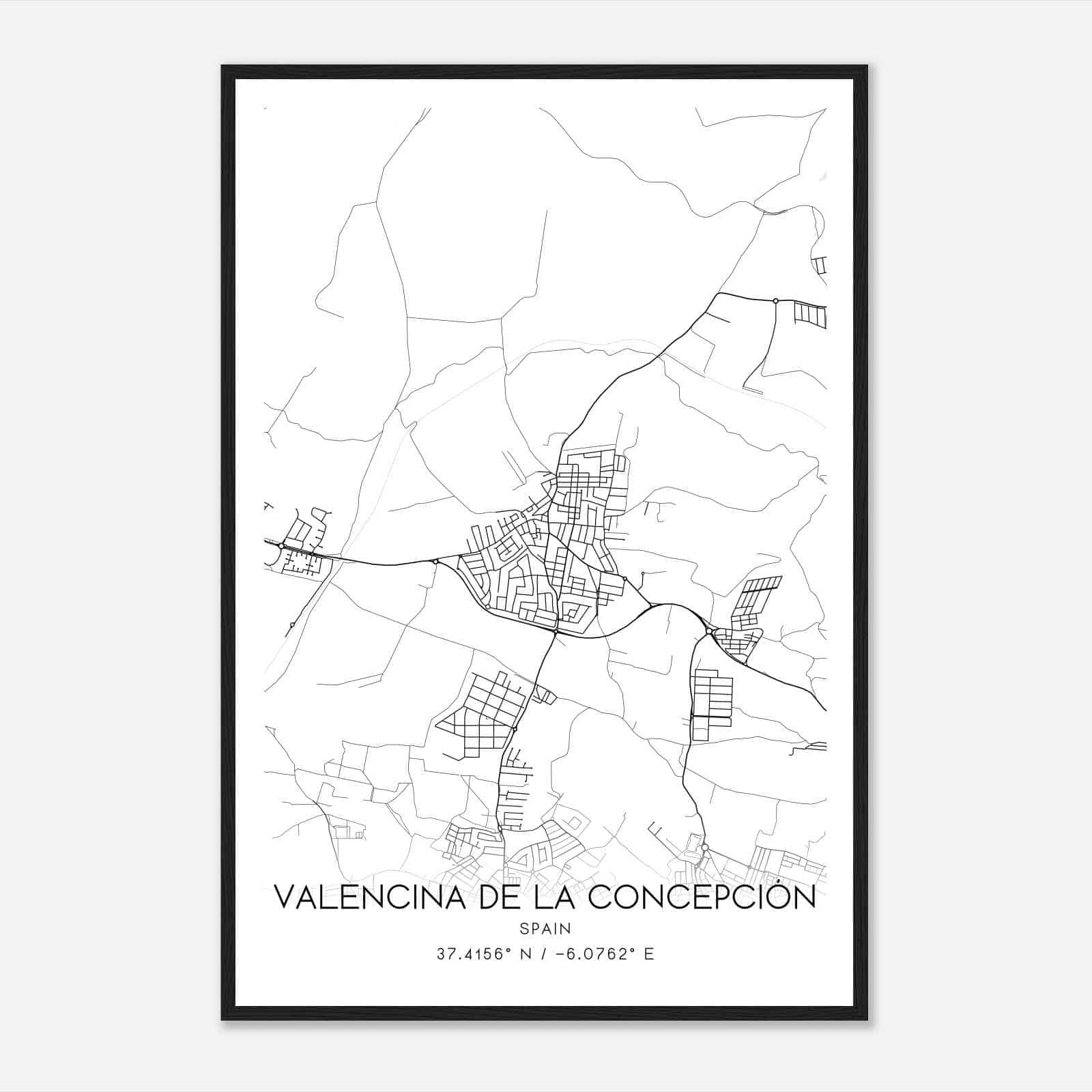 Valencina de la Concepcion Spain Map Poster, Modern Home Decor Wall Art Print