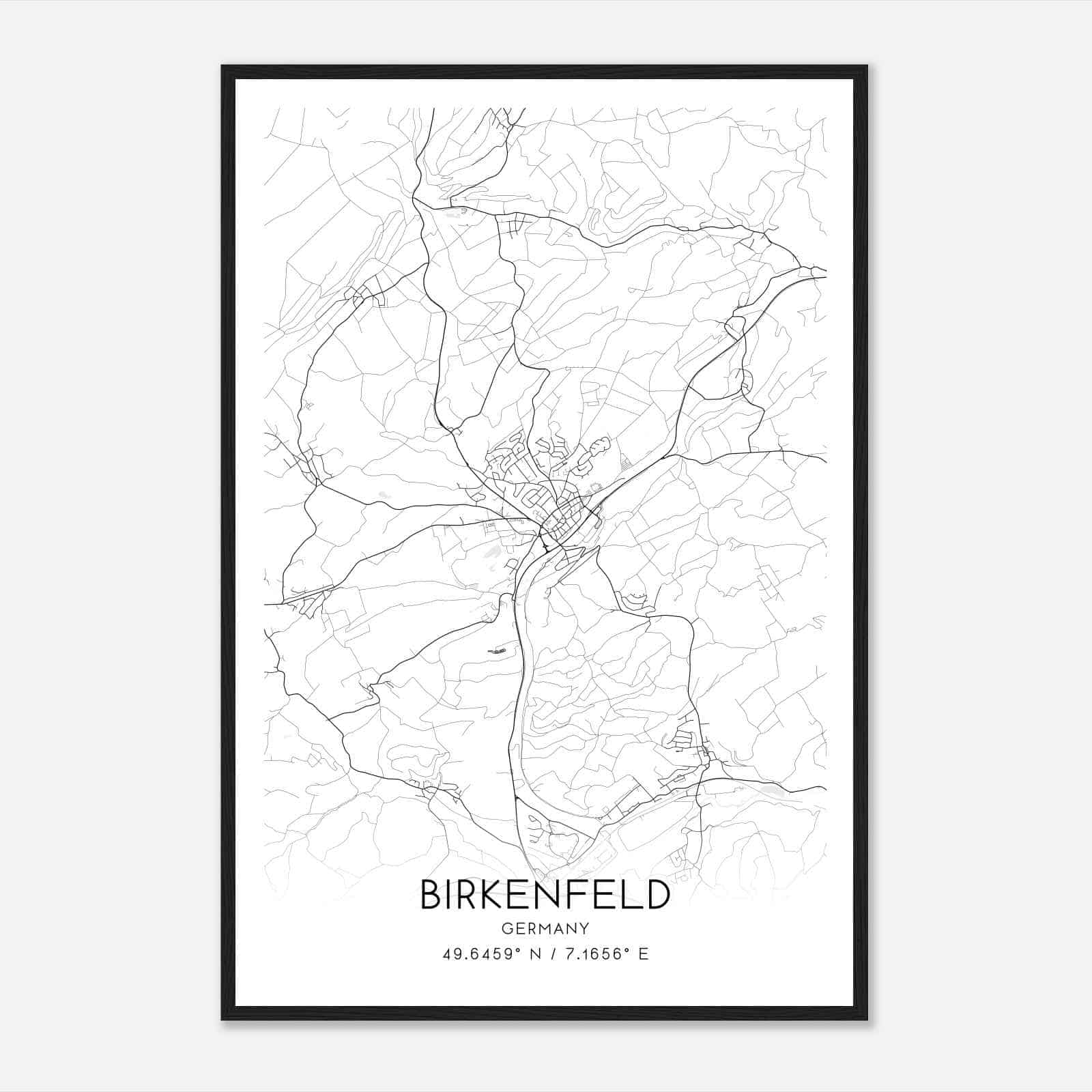 Birkenfeld Germany Map Poster, Modern Home Decor Wall Art Print