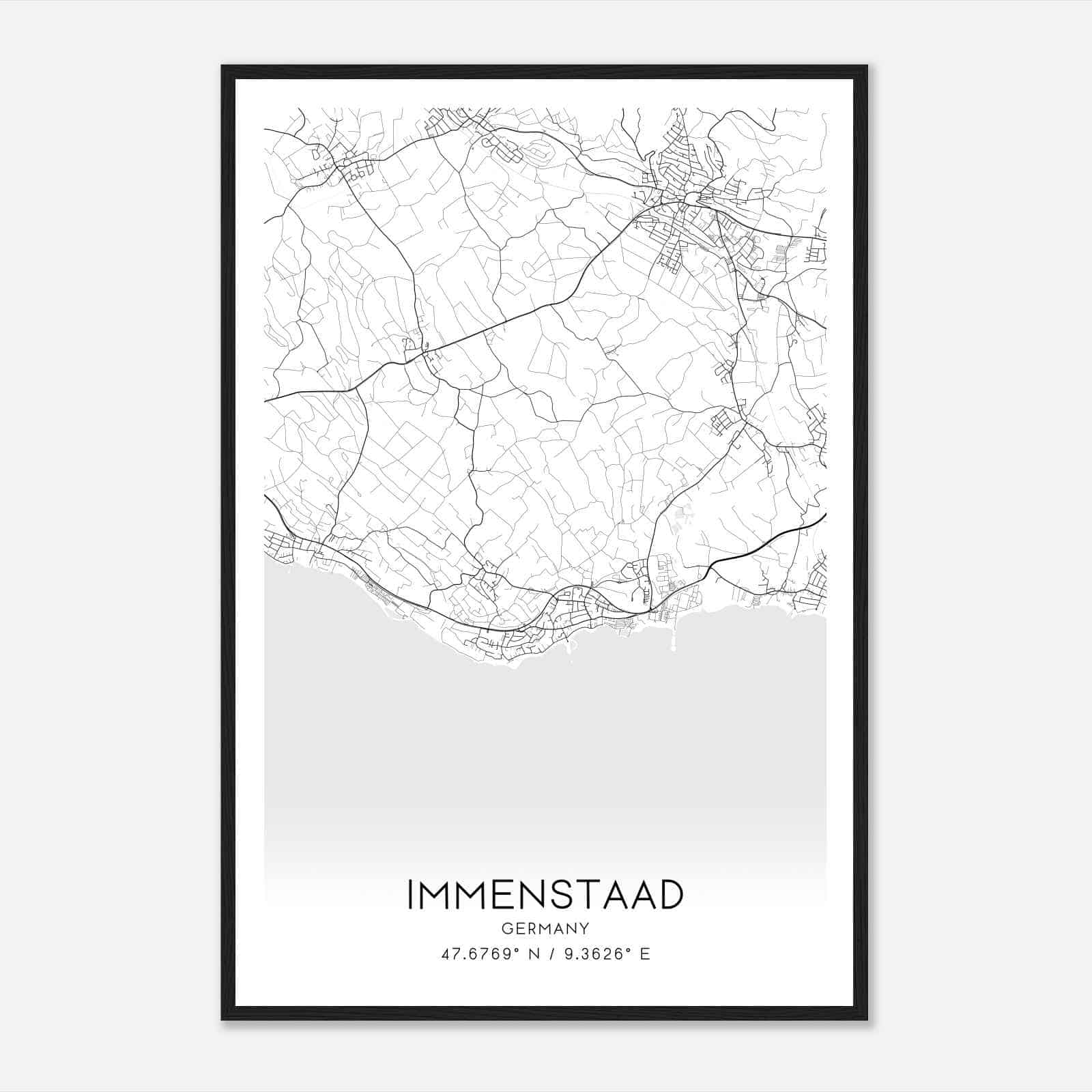 Immenstaad am Bodensee Germany Map Poster, Modern Home Decor Wall Art Print