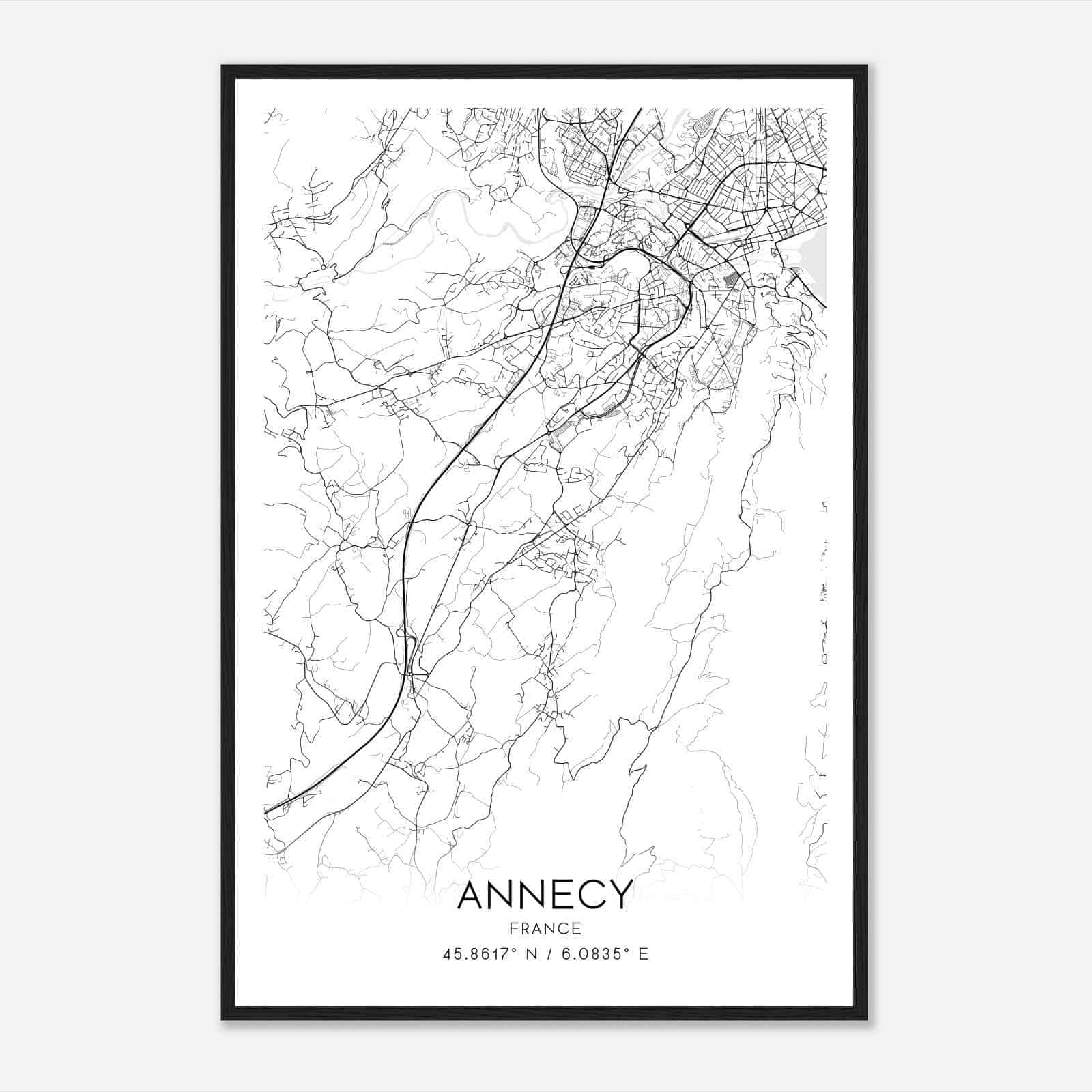Seynod France Map Poster, Modern Home Decor Wall Art Print