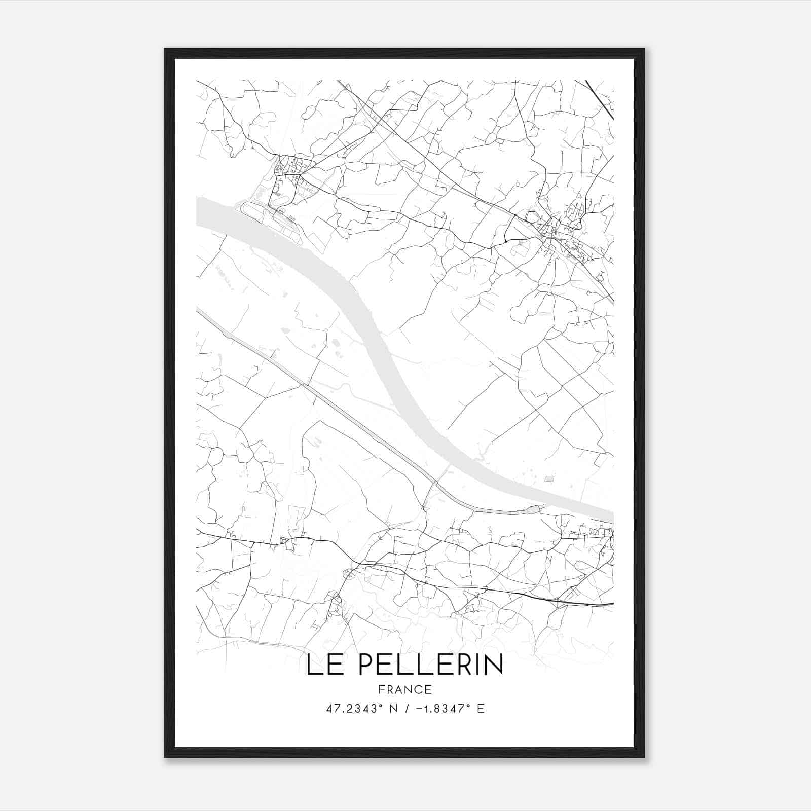 Le Pellerin France Map Poster, Modern Home Decor Wall Art Print