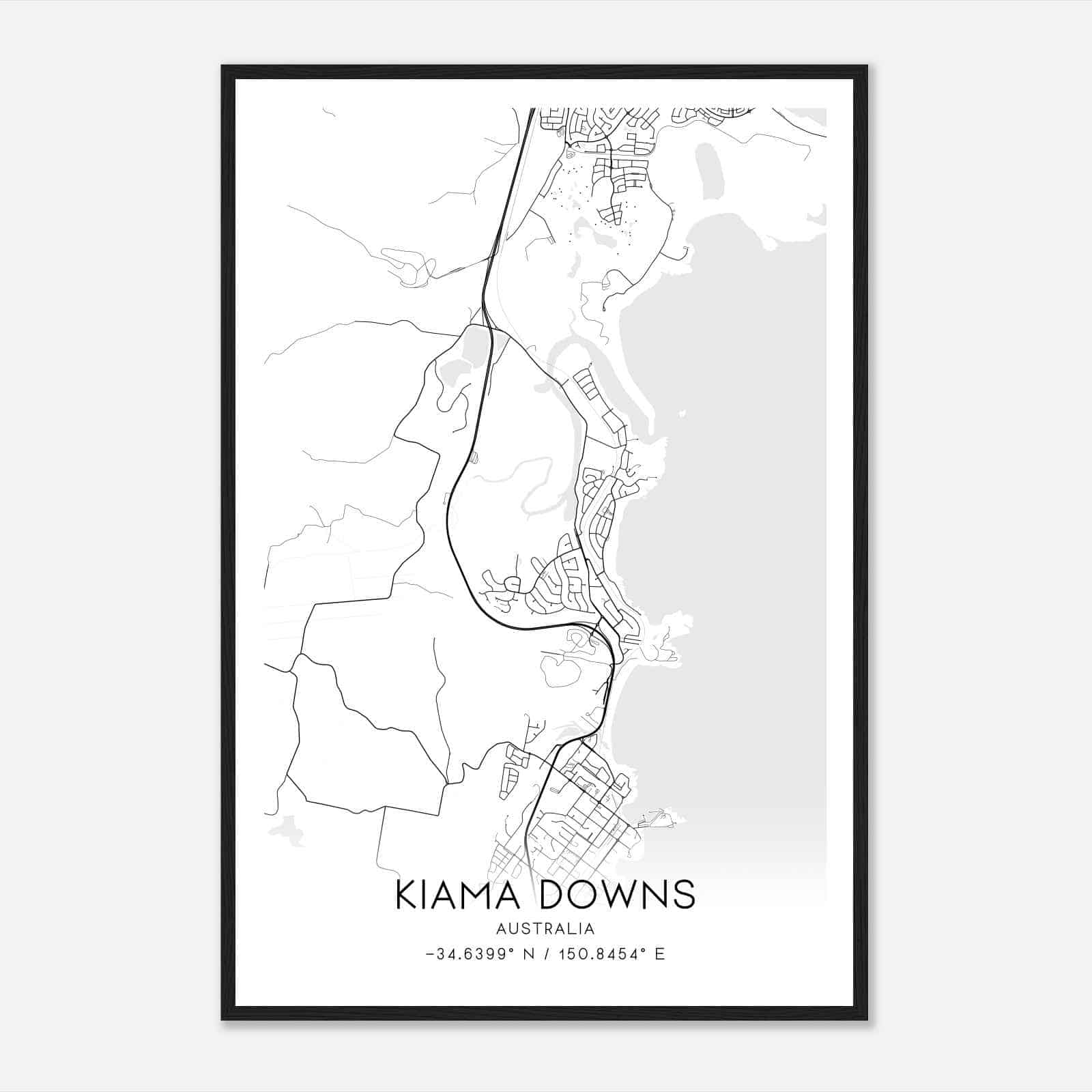Kiama Downs Australia Map Poster, Modern Home Decor Wall Art Print