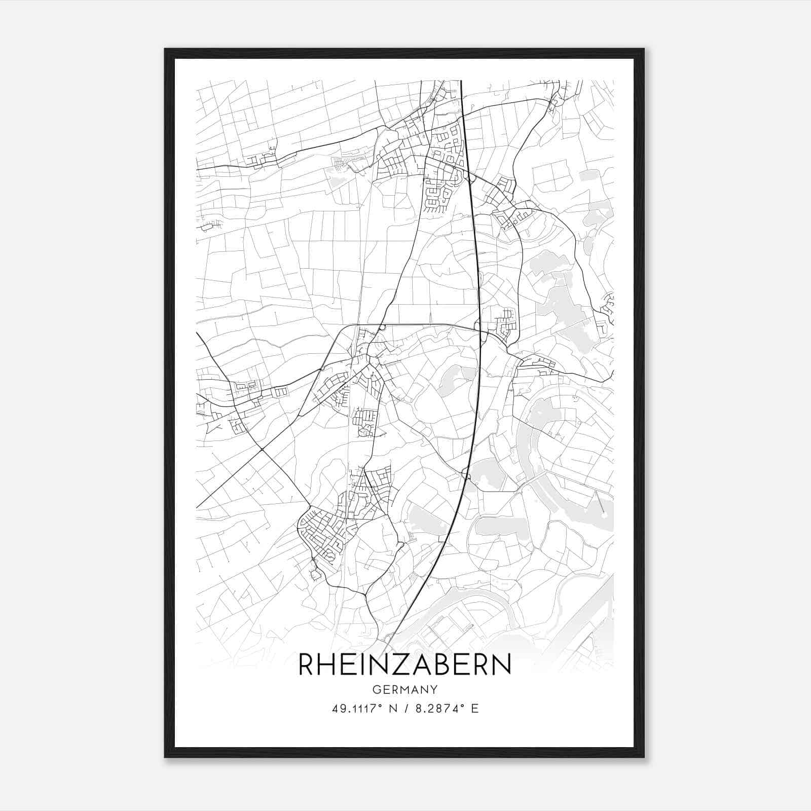Rheinzabern Germany Map Poster, Modern Home Decor Wall Art Print