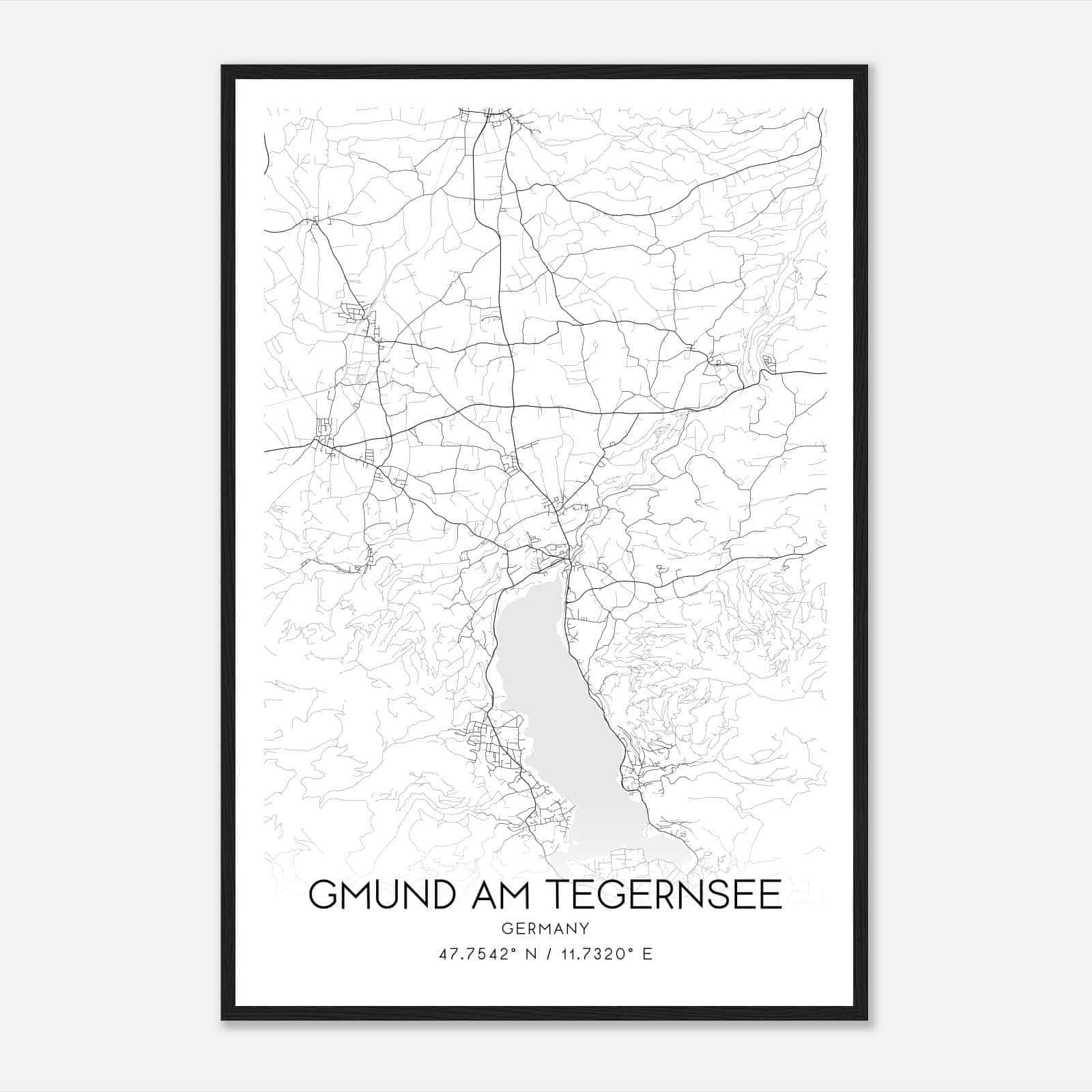 Gmund am Tegernsee Germany Map Poster, Modern Home Decor Wall Art Print