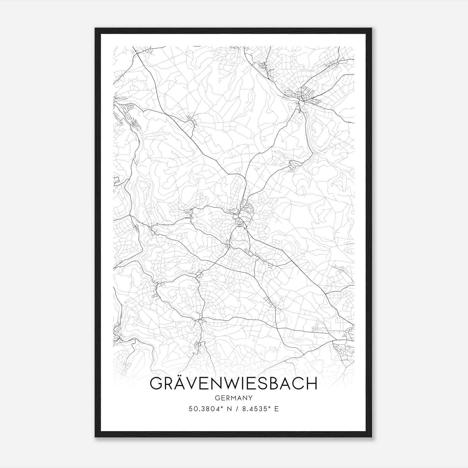 Gravenwiesbach Germany Map Poster, Modern Home Decor Wall Art Print
