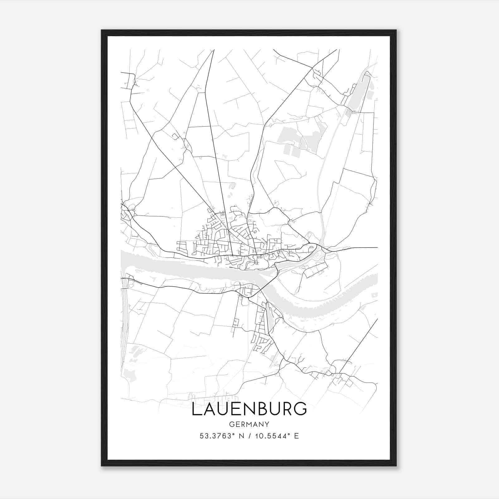 Lauenburg Germany Map Poster, Modern Home Decor Wall Art Print