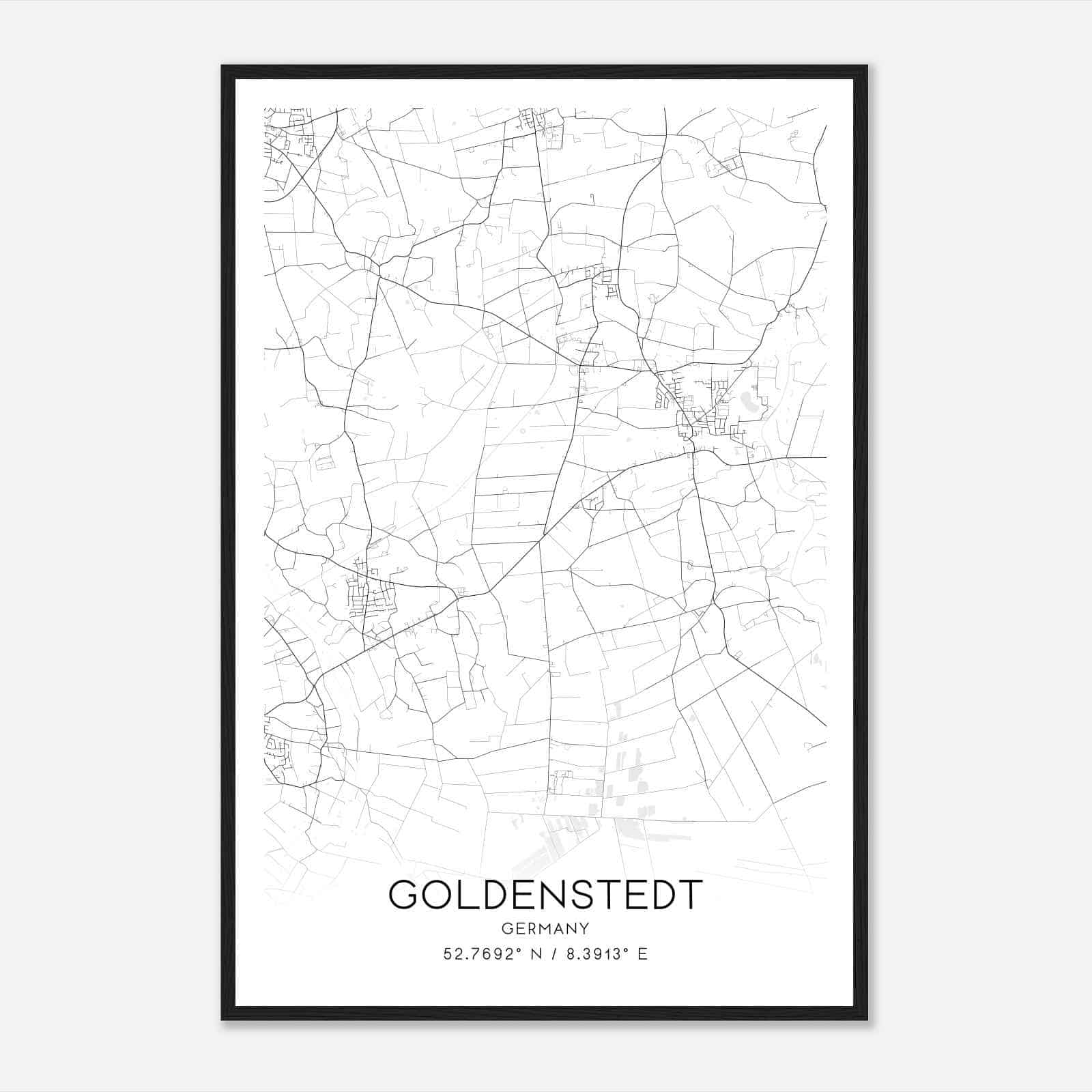 Goldenstedt Germany Map Poster, Modern Home Decor Wall Art Print