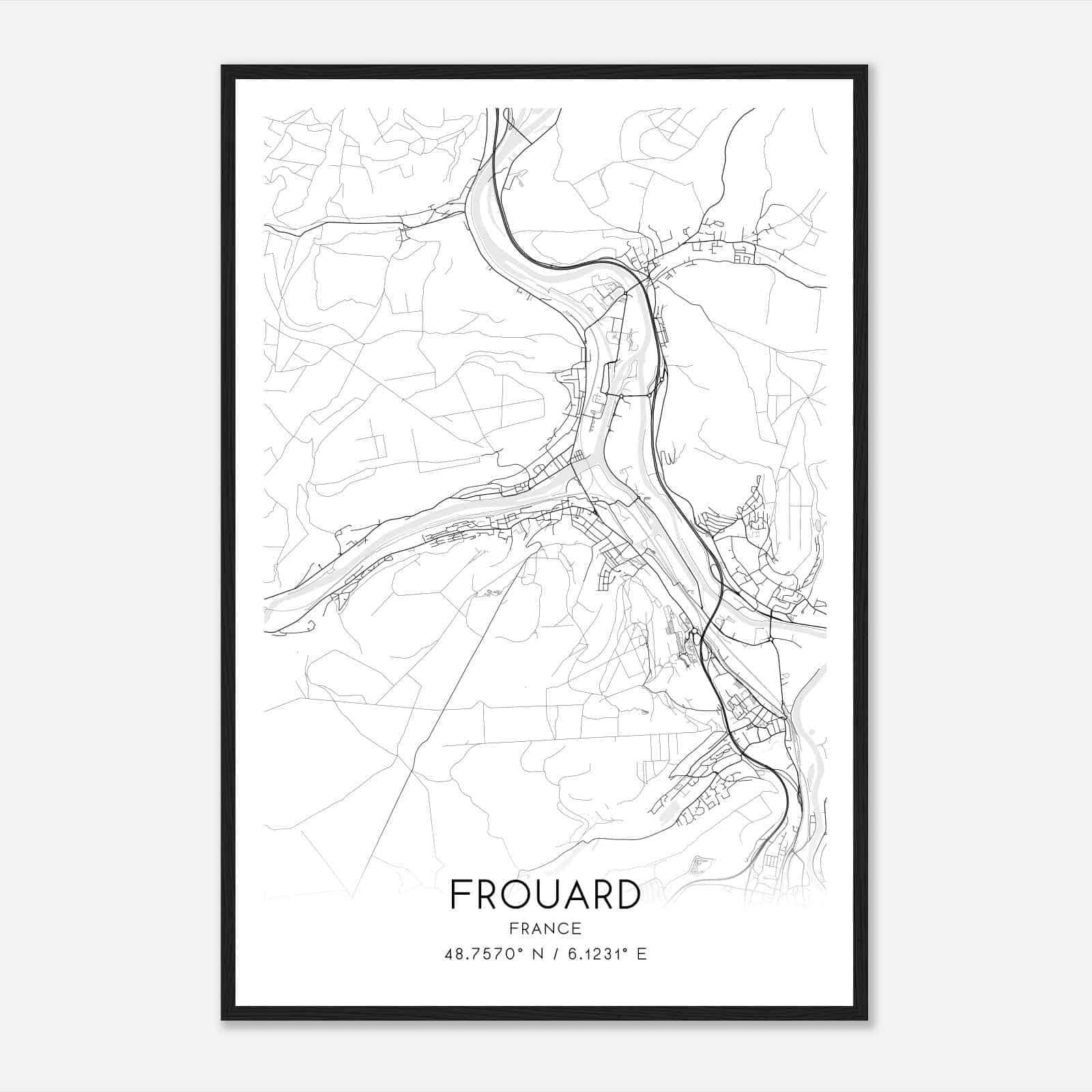 Frouard France Map Poster, Modern Home Decor Wall Art Print