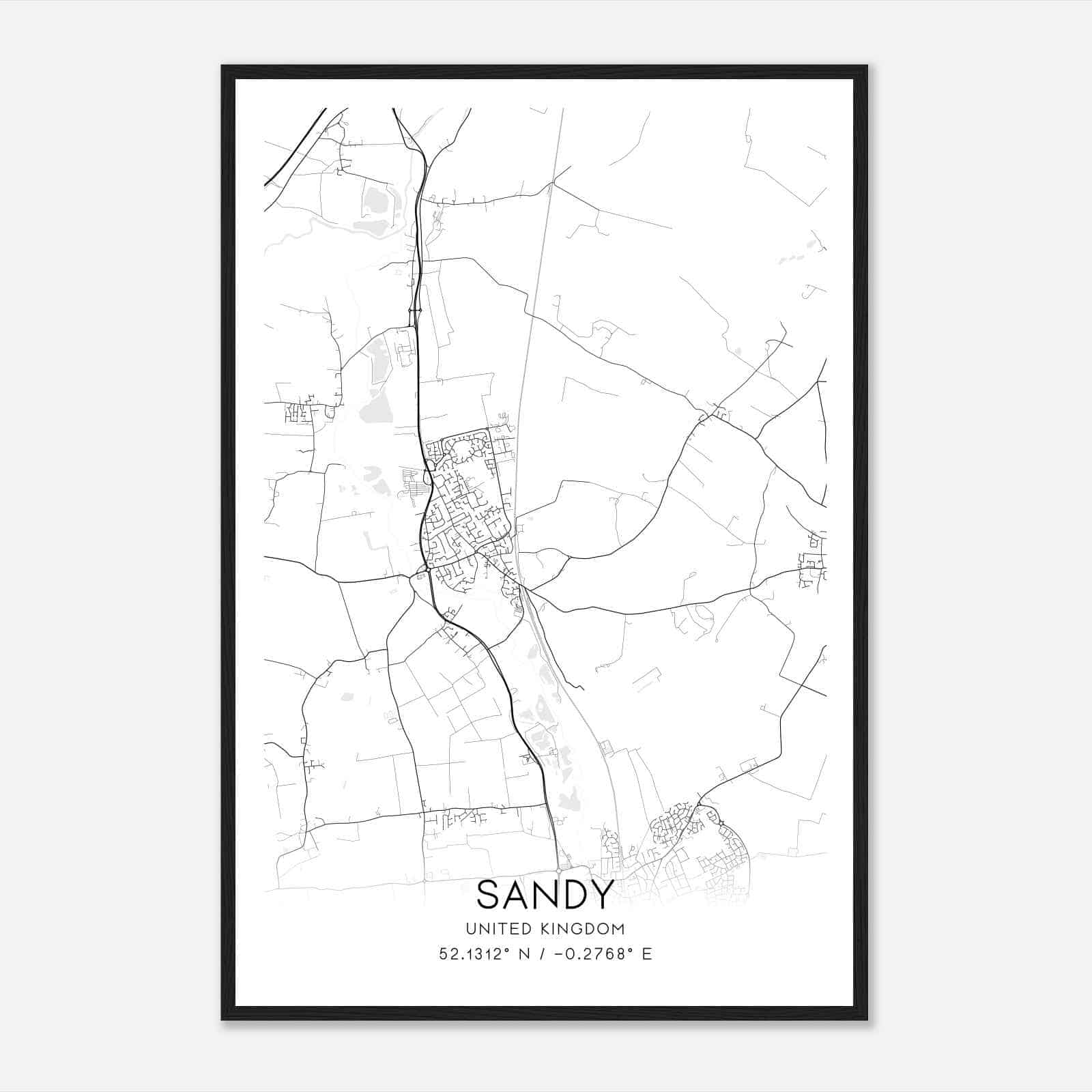 Sandy United Kingdom Map Poster, Modern Home Decor Wall Art Print