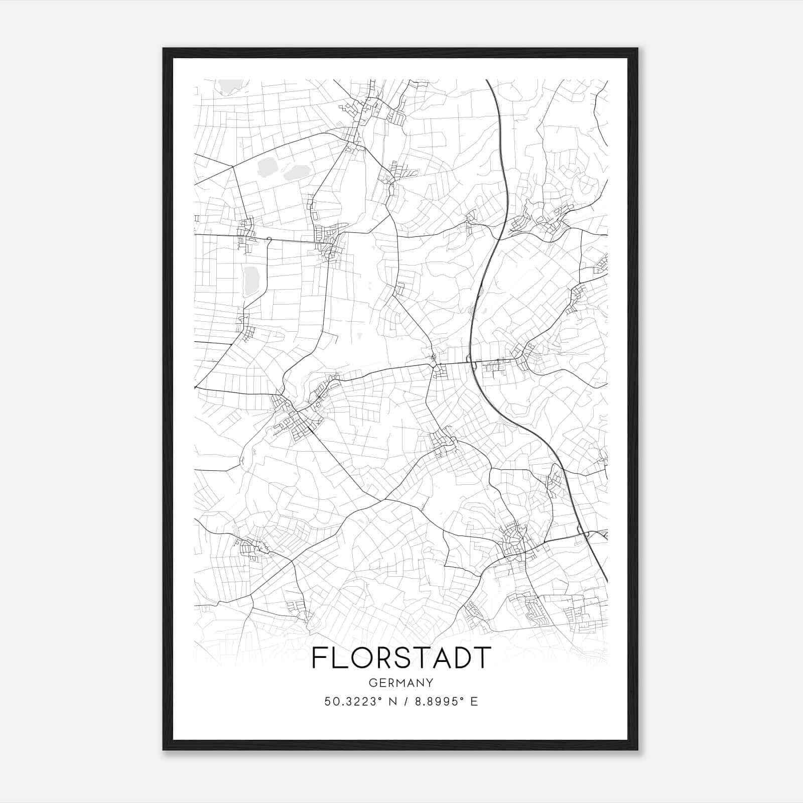 Florstadt Germany Map Poster, Modern Home Decor Wall Art Print