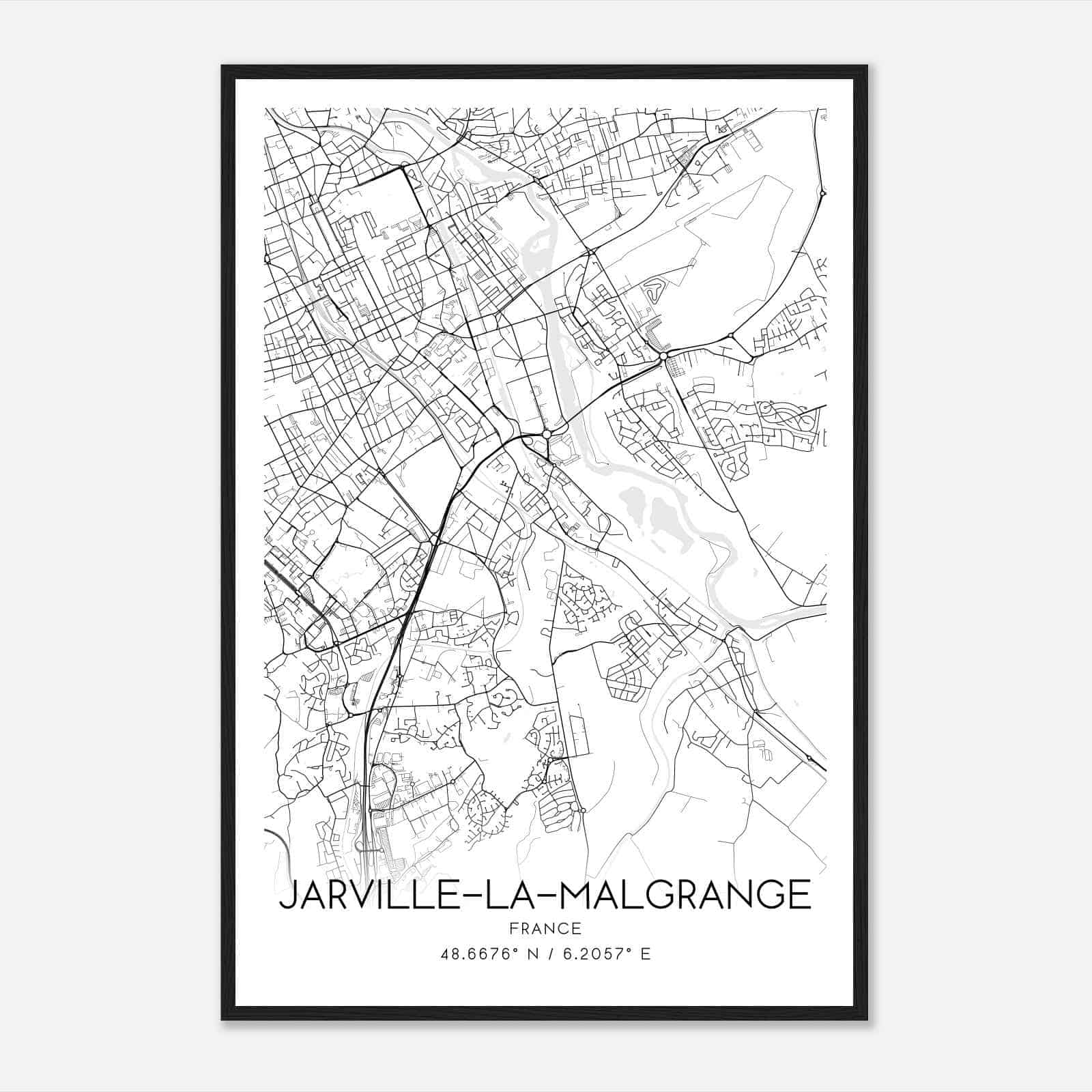 Jarville-la-Malgrange France Map Poster, Modern Home Decor Wall Art Print