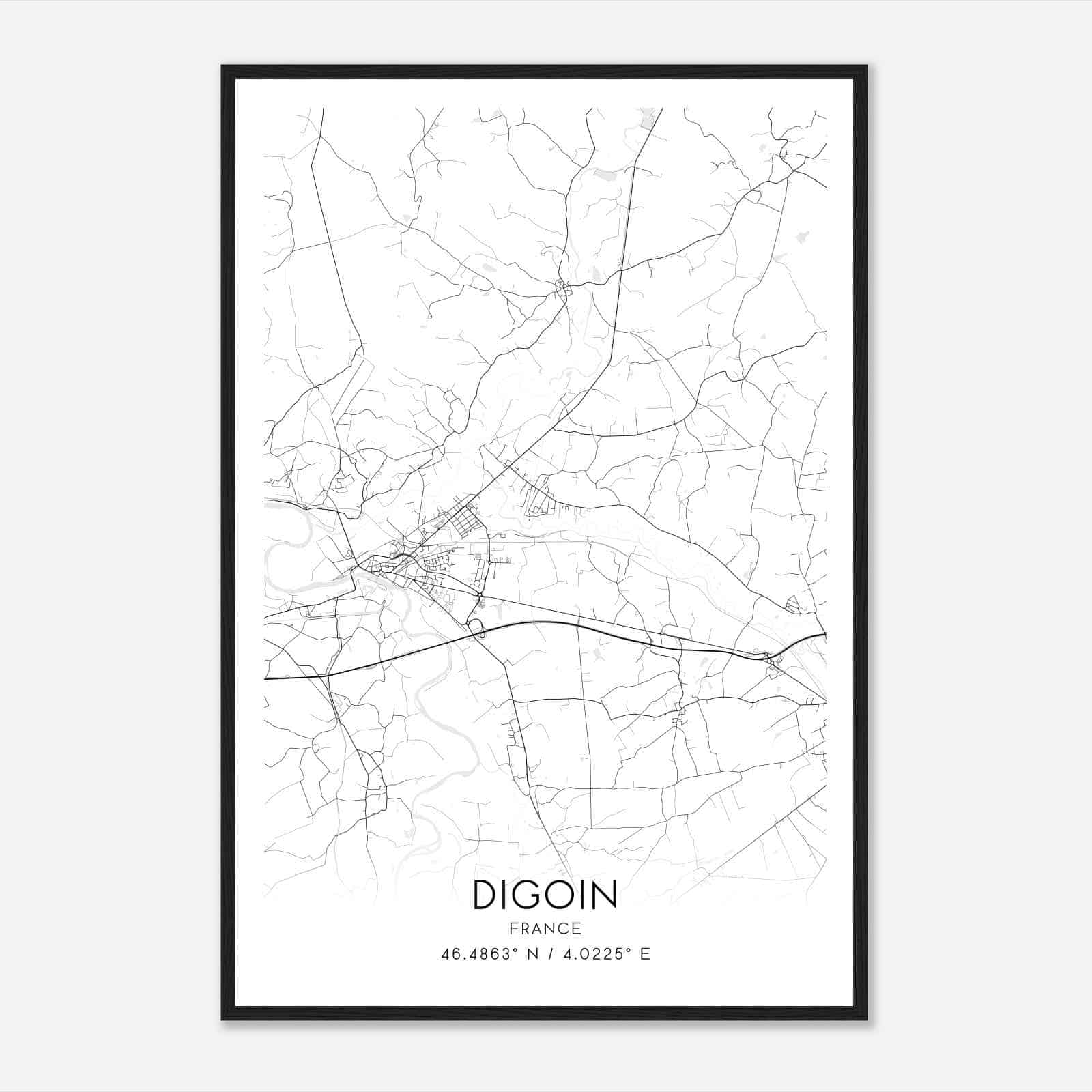 Digoin France Map Poster, Modern Home Decor Wall Art Print Digoin France Map Poster, Modern Home Decor Wall Art Print