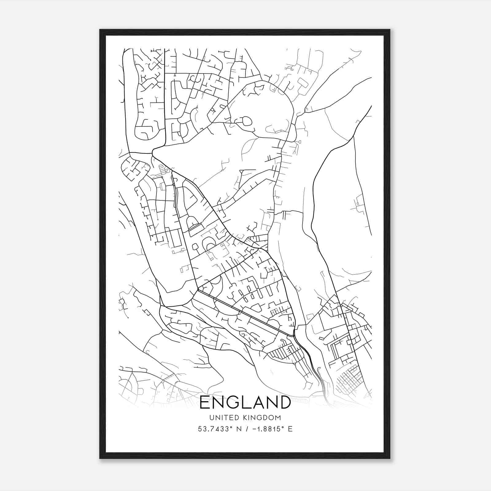 Ovenden United Kingdom Map Poster, Modern Home Decor Wall Art Print
